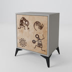 AFRICAN STYLE Aparador de 1 Porta em Acabamento Cinzento