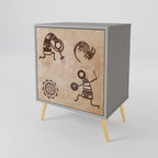 AFRICAN STYLE Aparador de 1 Porta em Acabamento Cinzento