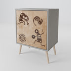 AFRICAN STYLE Aparador de 1 Porta em Acabamento Cinzento