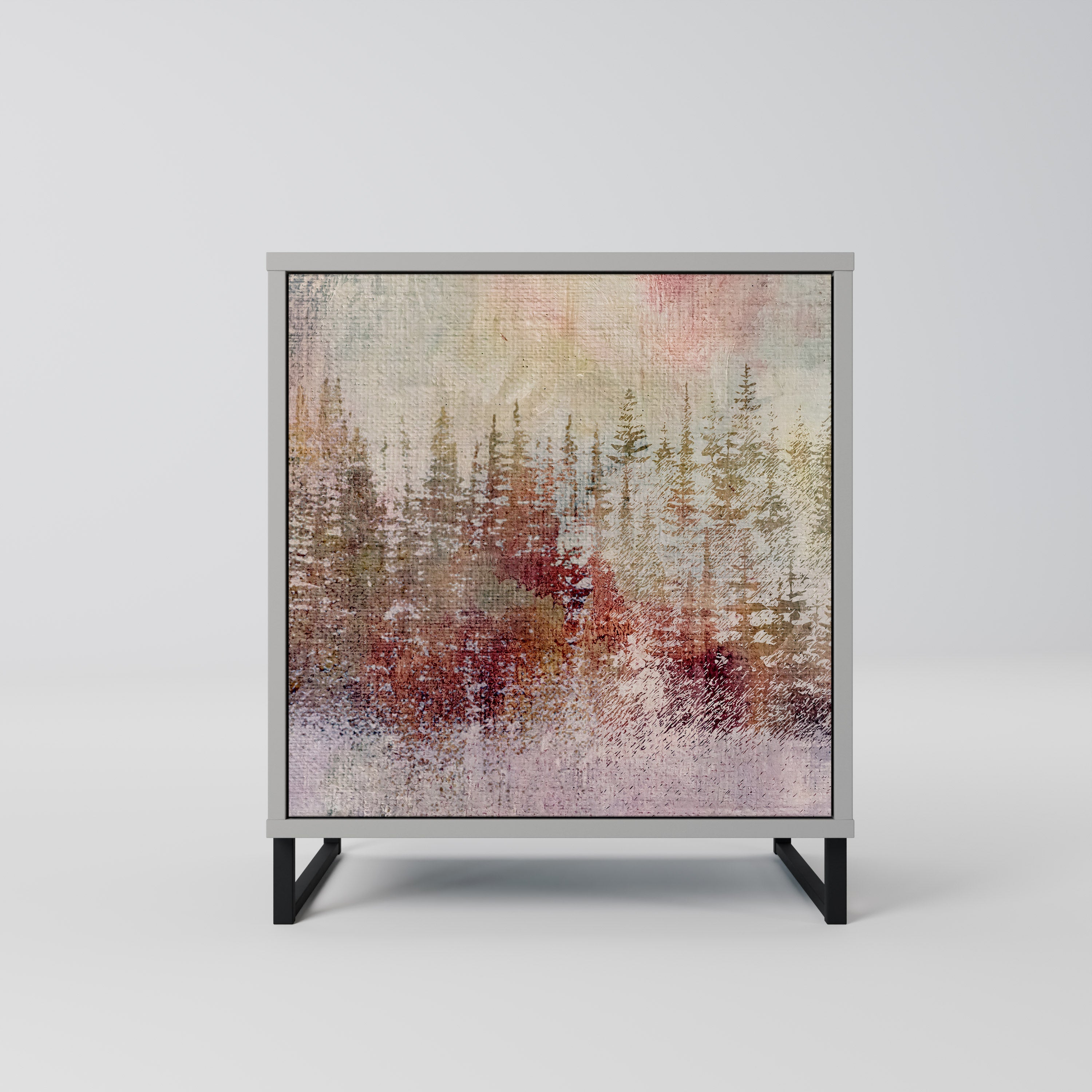 VEILED SUMMIT Aparador de 1 Porta em Acabamento Cinzento