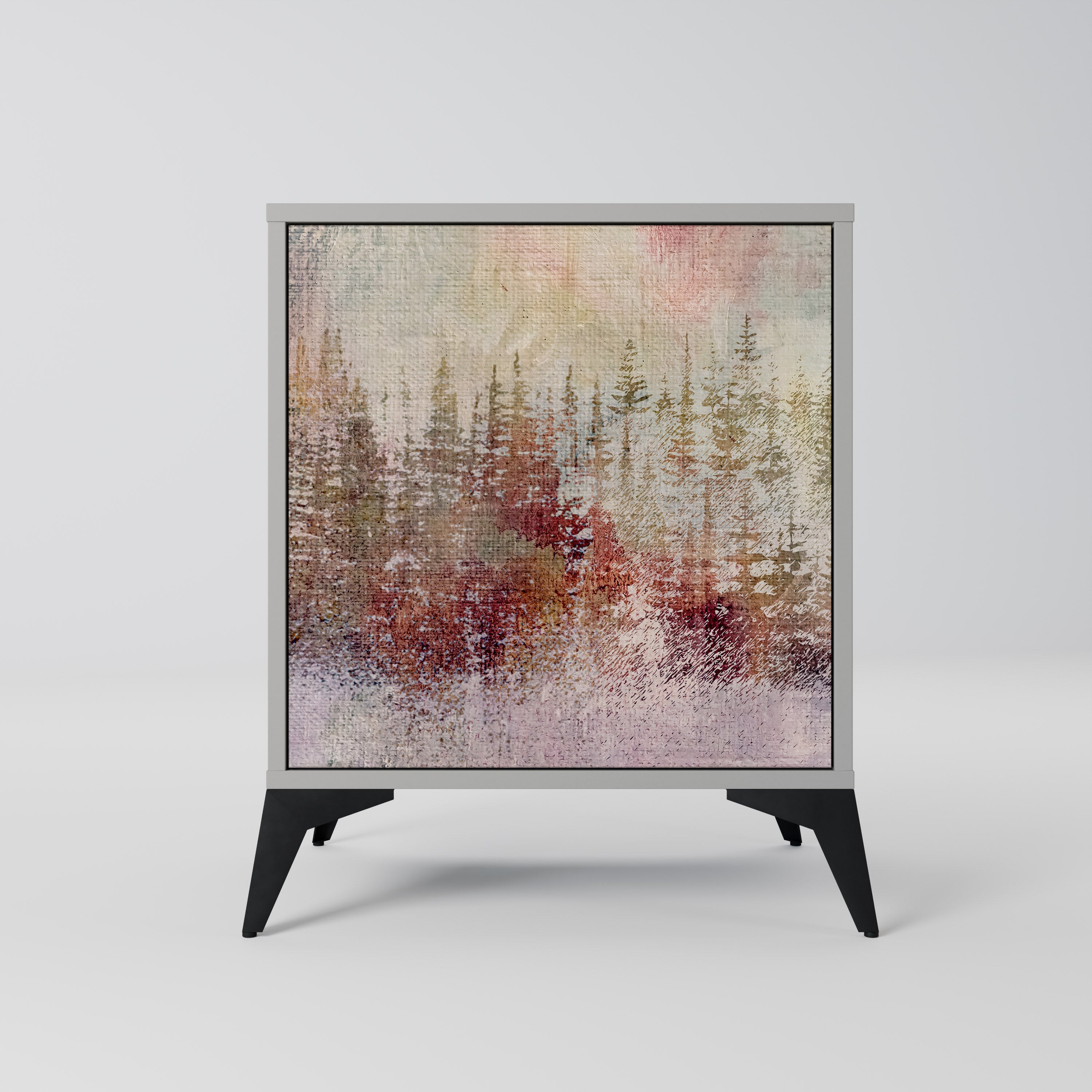 VEILED SUMMIT Aparador de 1 Porta em Acabamento Cinzento