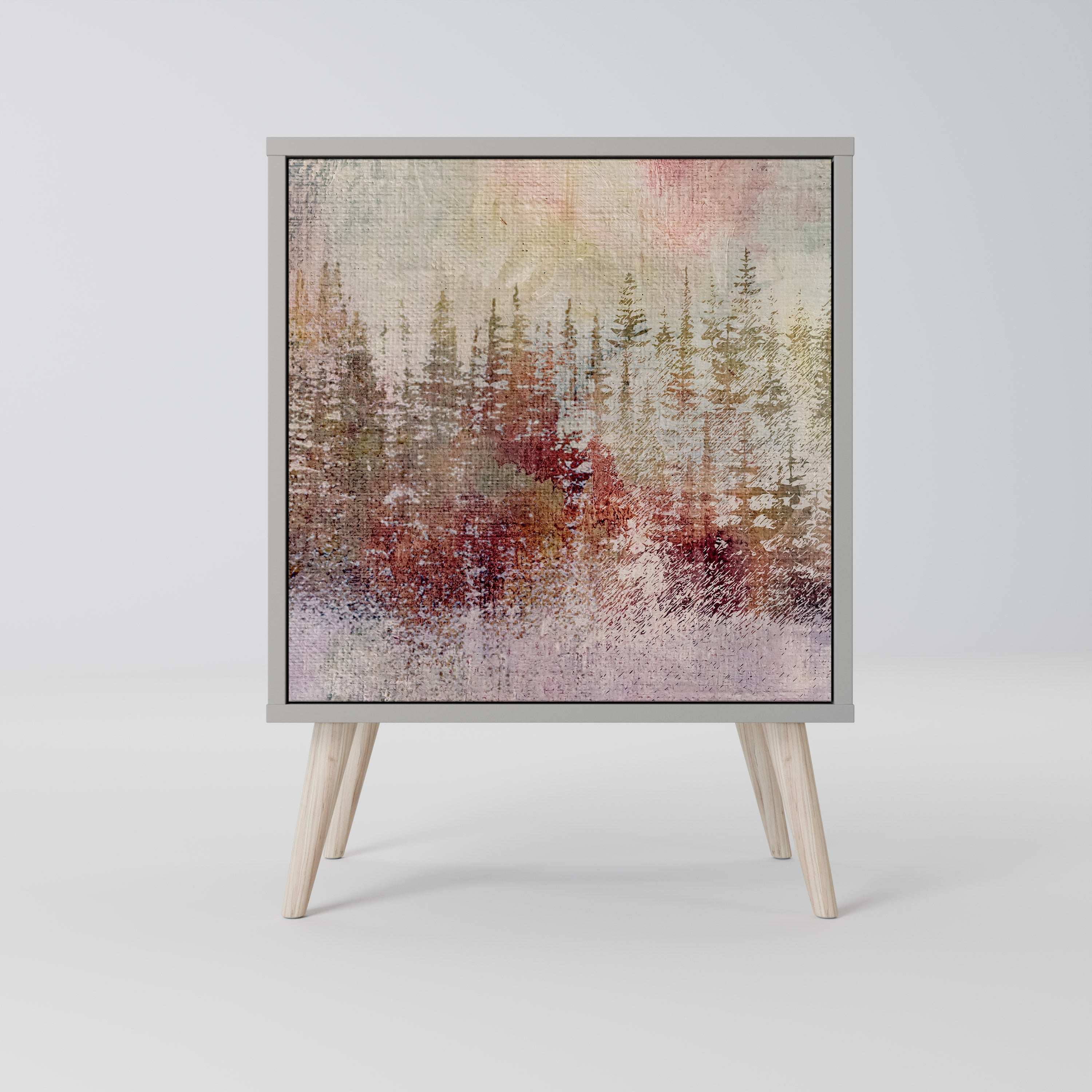 VEILED SUMMIT Aparador de 1 Porta em Acabamento Cinzento