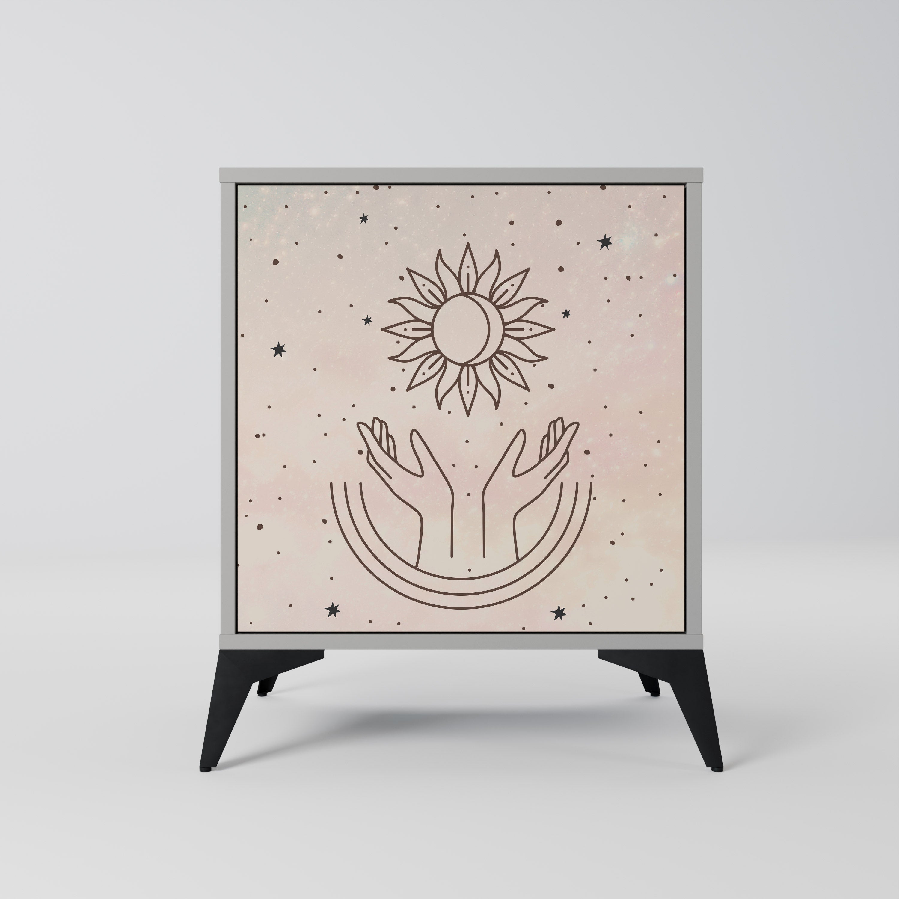 DELICATE BEAUTY 1-Door Sideboard in Grey Finish