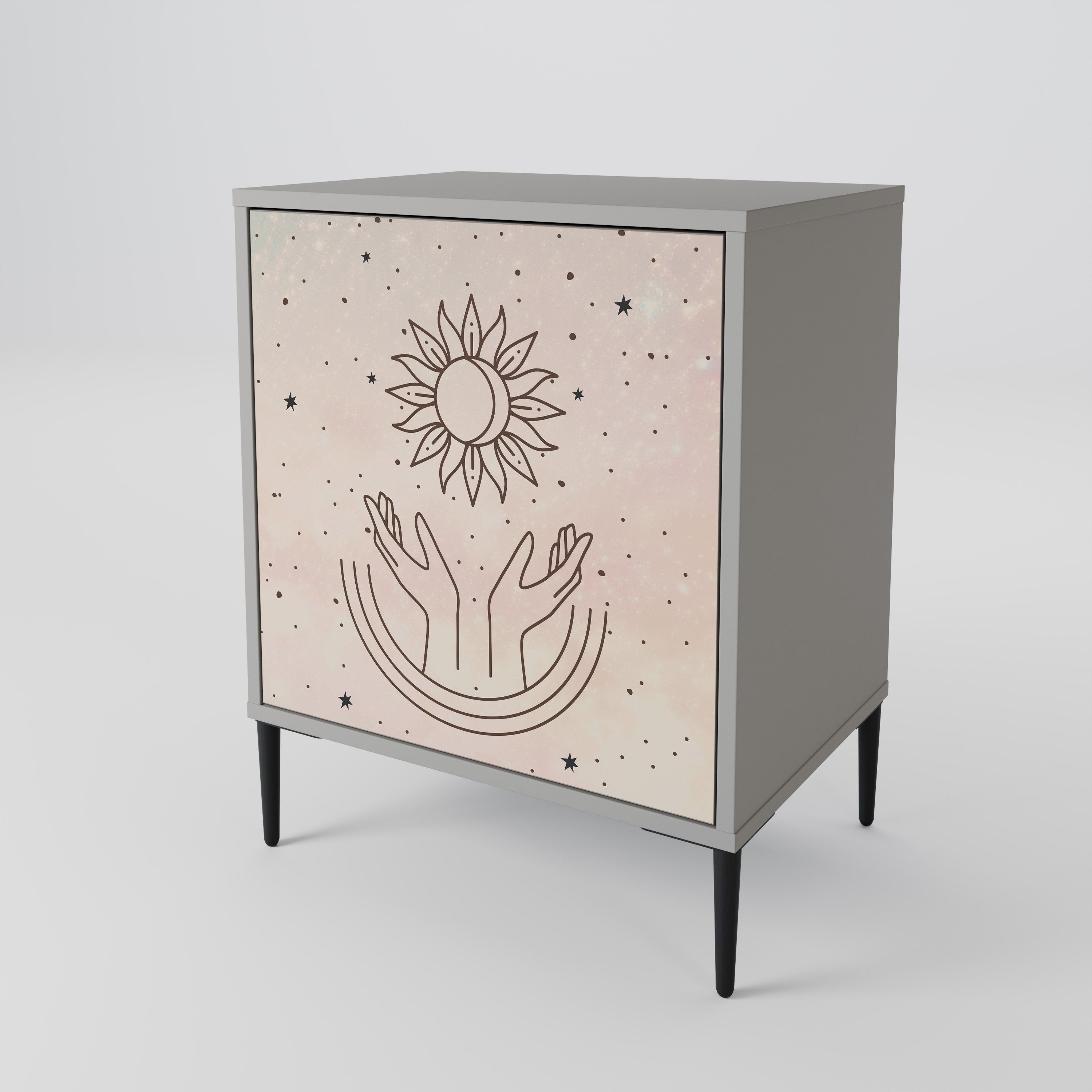 DELICATE BEAUTY 1-Door Sideboard in Grey Finish