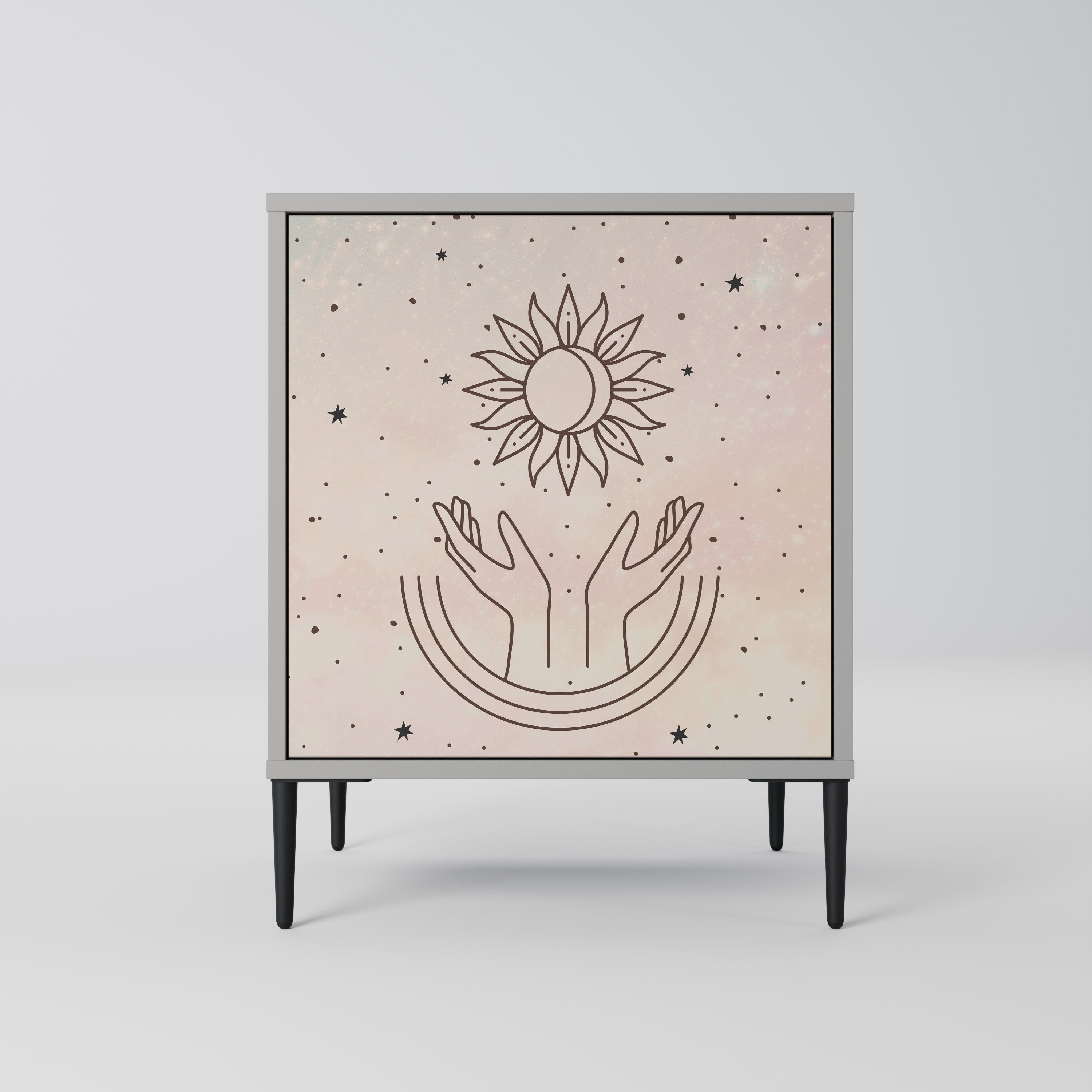 DELICATE BEAUTY 1-Door Sideboard in Grey Finish