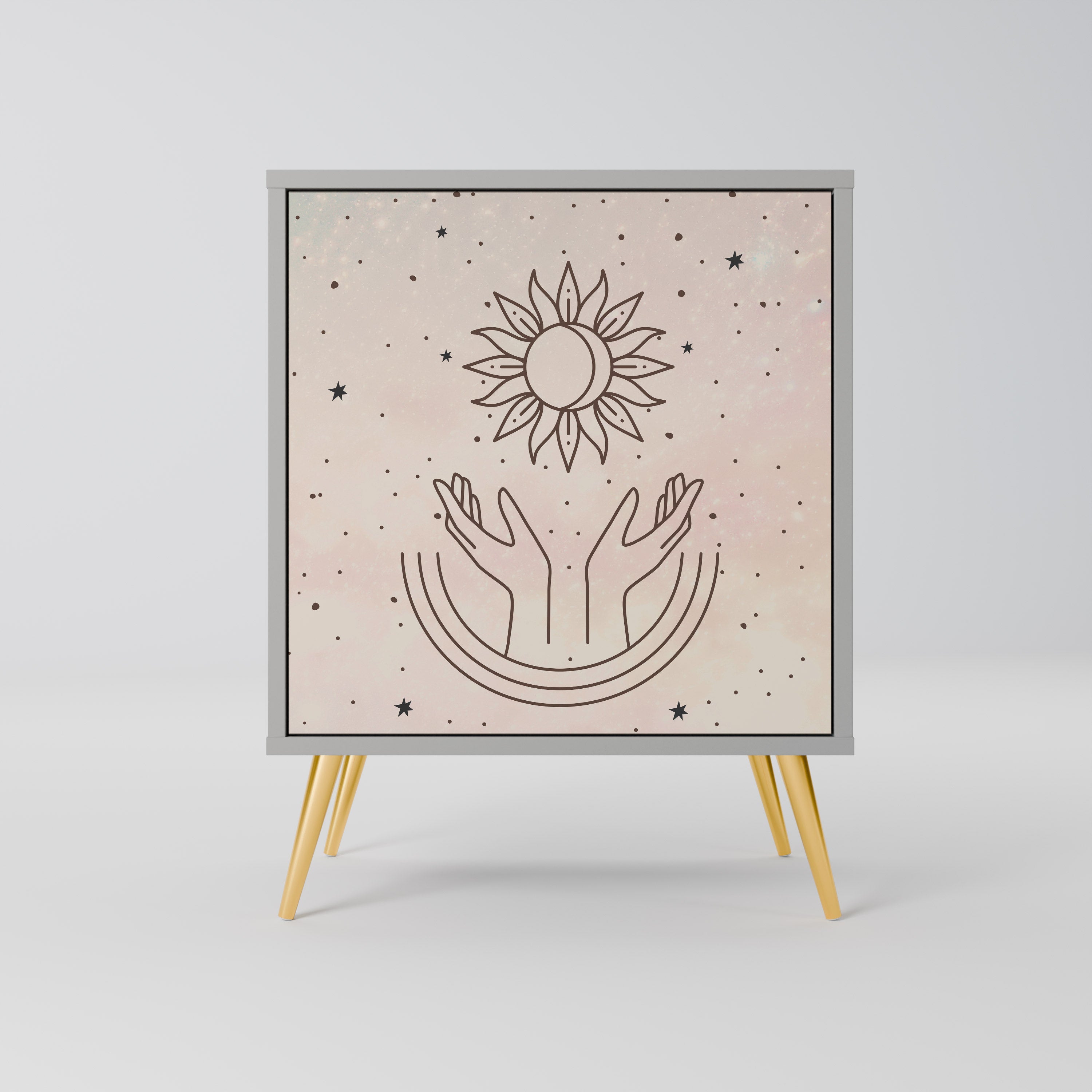 DELICATE BEAUTY 1-Door Sideboard in Grey Finish