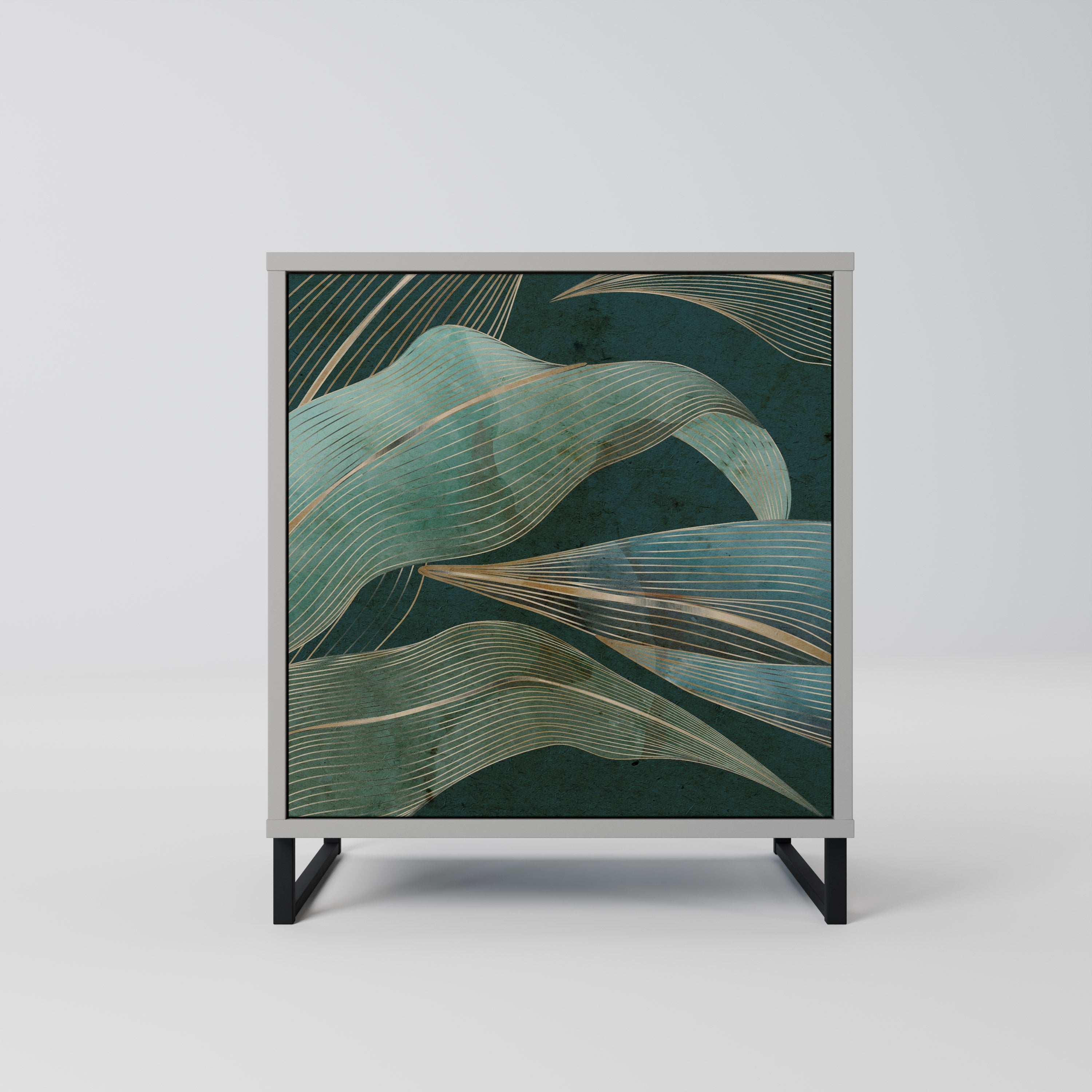 ROYAL GREEN 1-Door Sideboard in Grey Finish