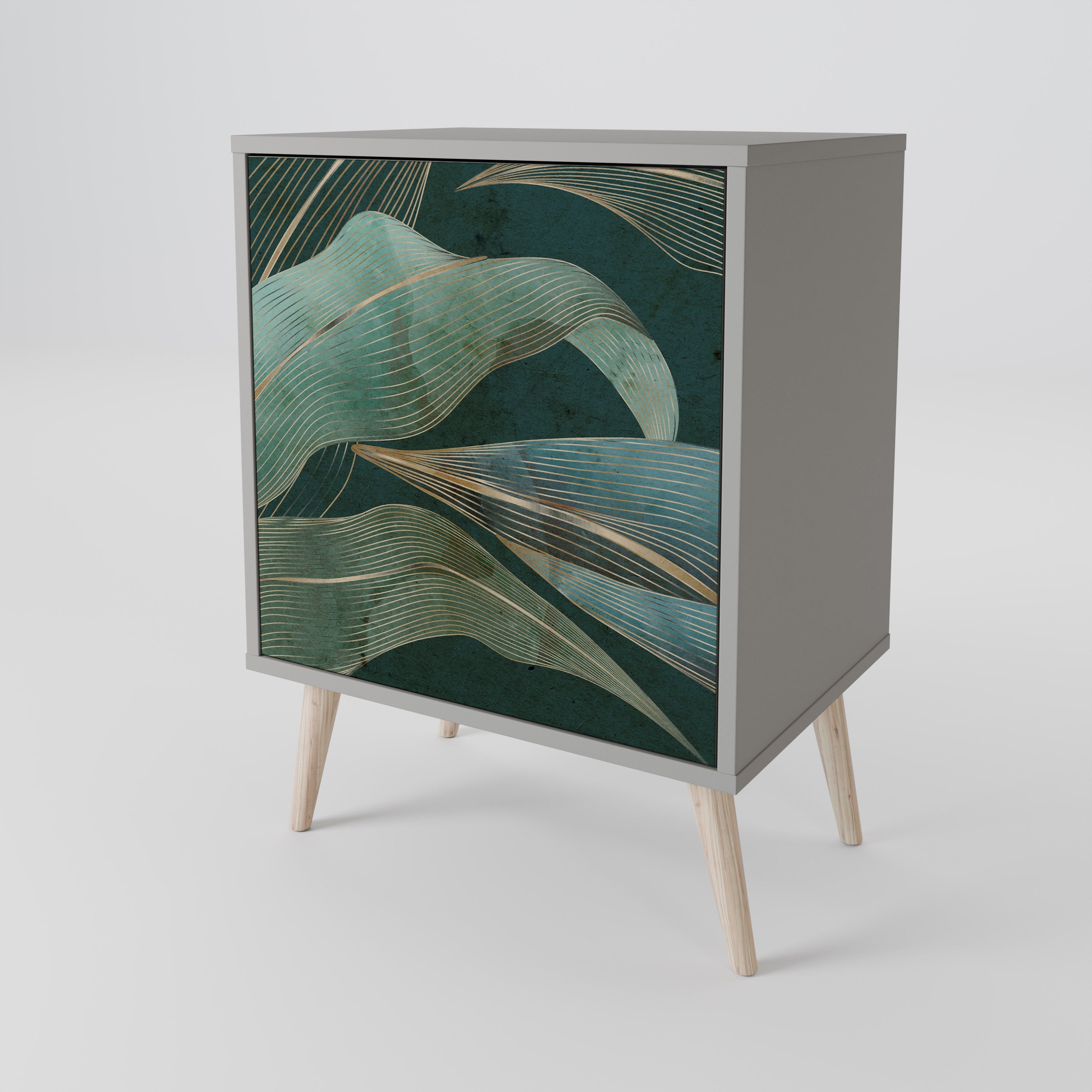 ROYAL GREEN 1-Door Sideboard in Grey Finish