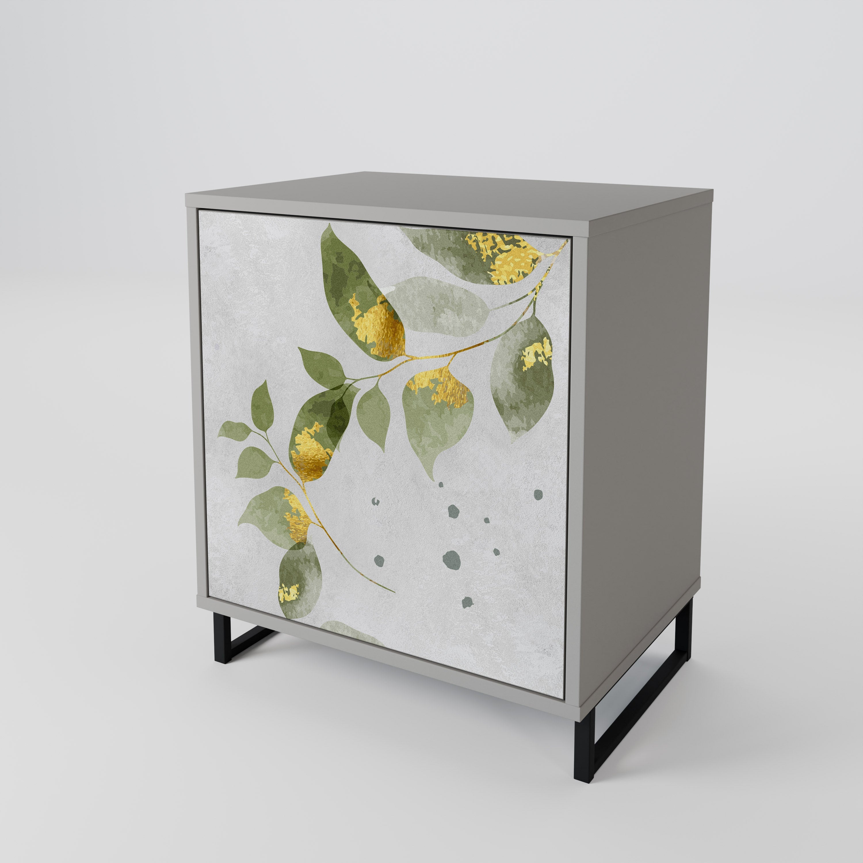 ELEGANT BOTANICS 1-Door Sideboard in Grey Finish