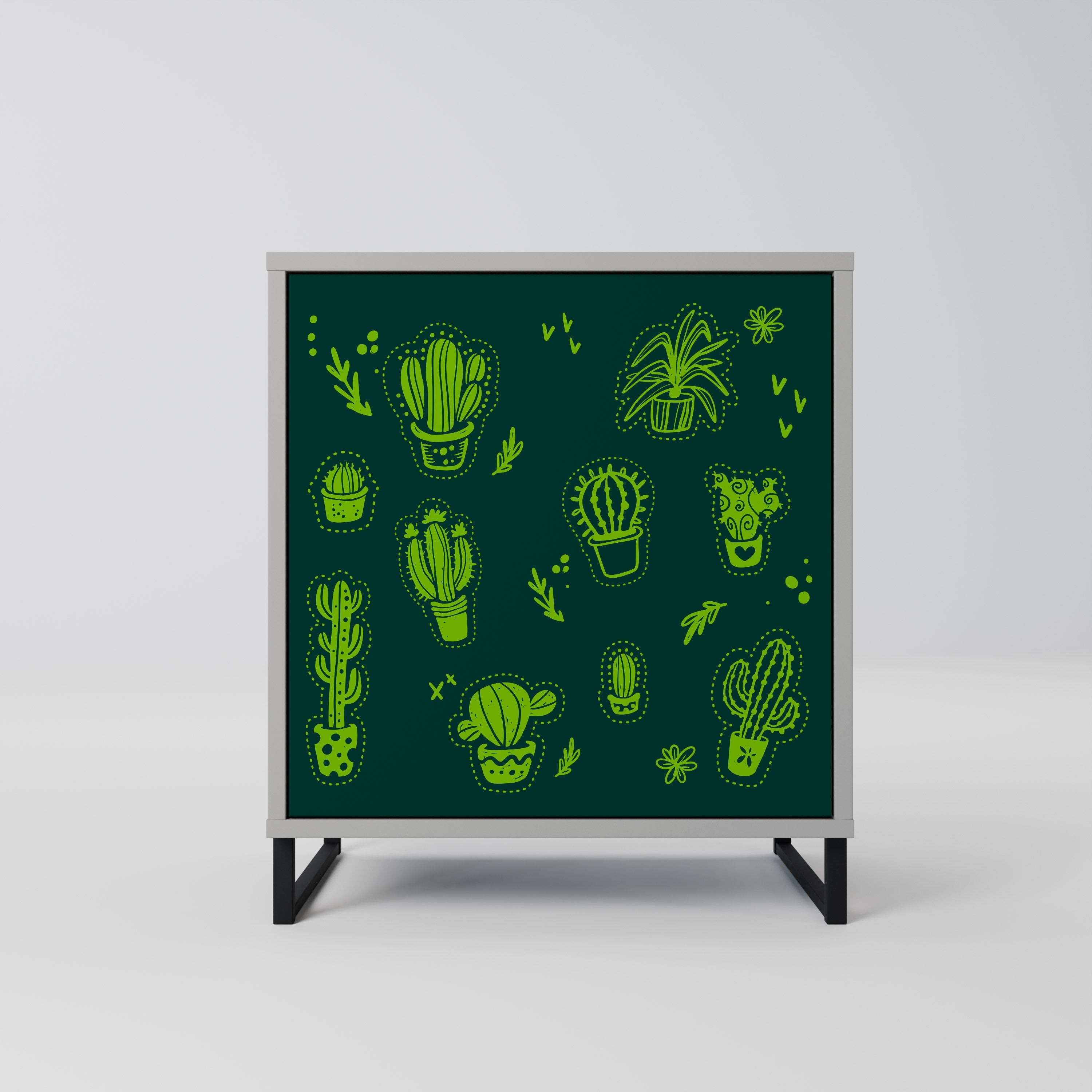 DESERT GREEN Aparador de 1 Porta em Acabamento Cinzento