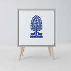 POLISH FOLK ART Aparador de 1 Porta em Acabamento Cinzento