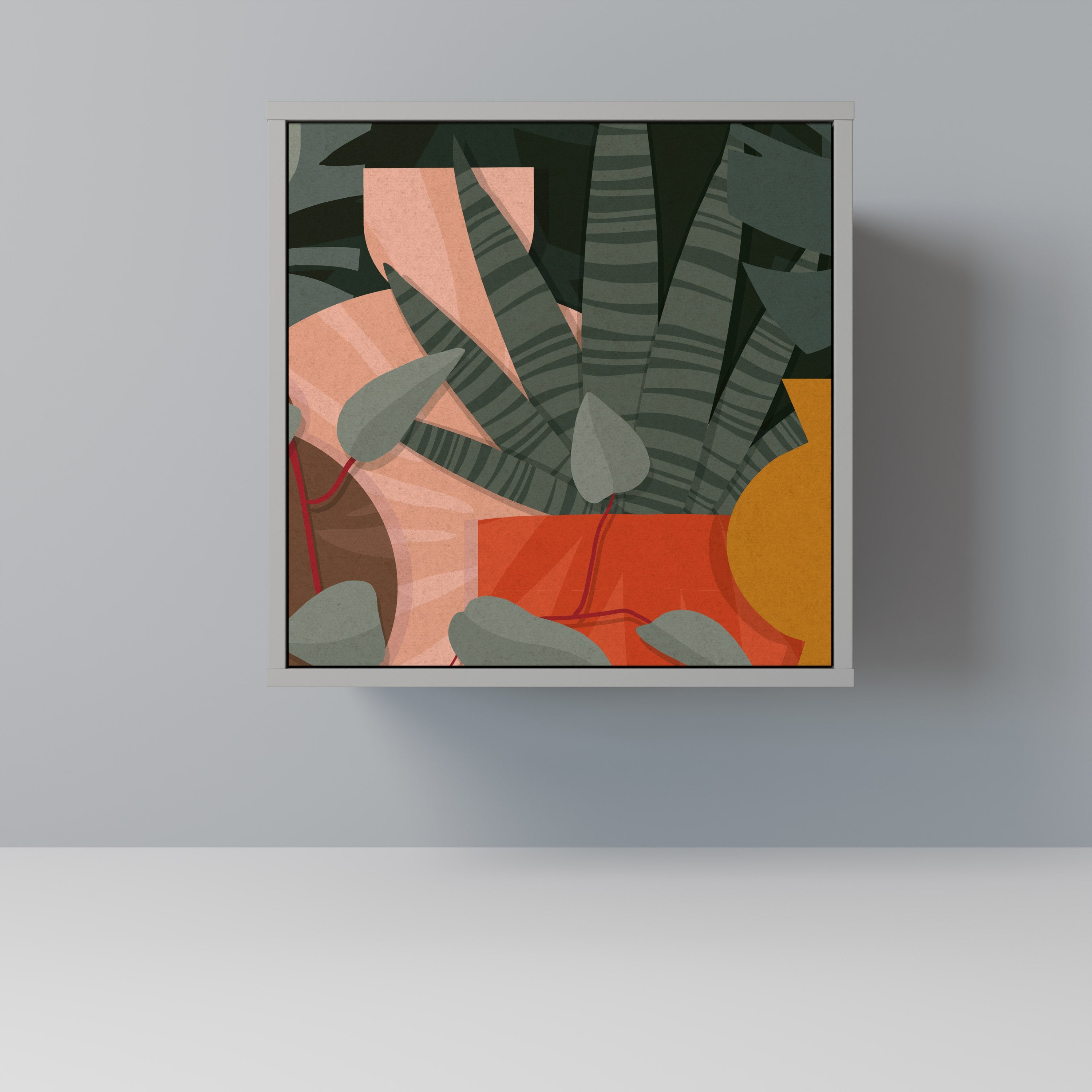 TROPICAL COMPOSITION Aparador de 1 Porta em Acabamento Cinzento