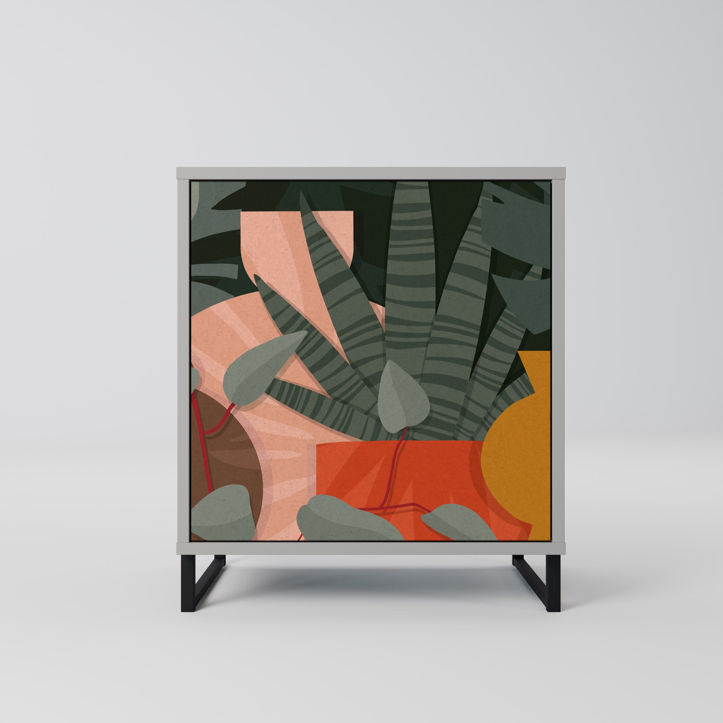 TROPICAL COMPOSITION Aparador de 1 Porta em Acabamento Cinzento