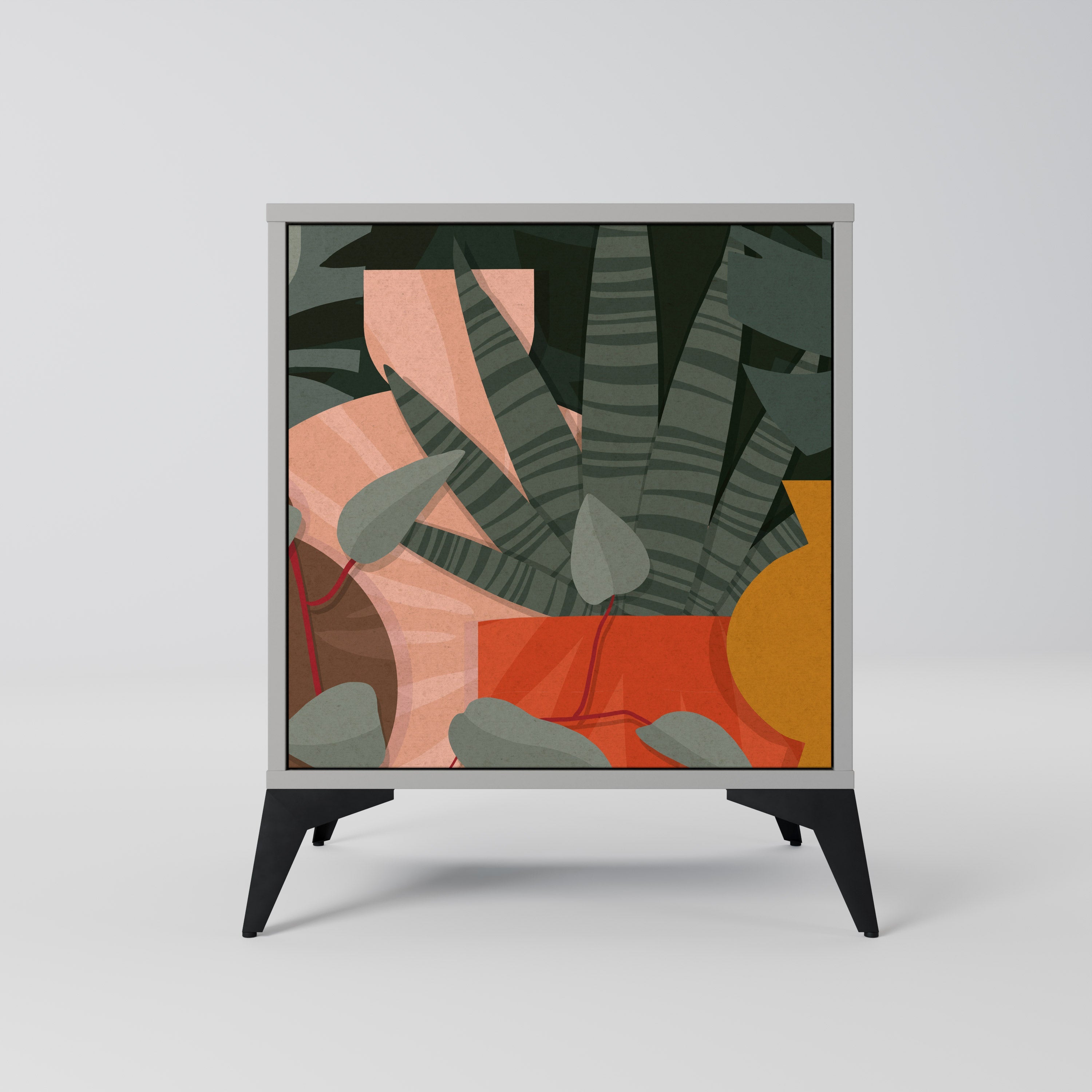 TROPICAL COMPOSITION Aparador de 1 Porta em Acabamento Cinzento