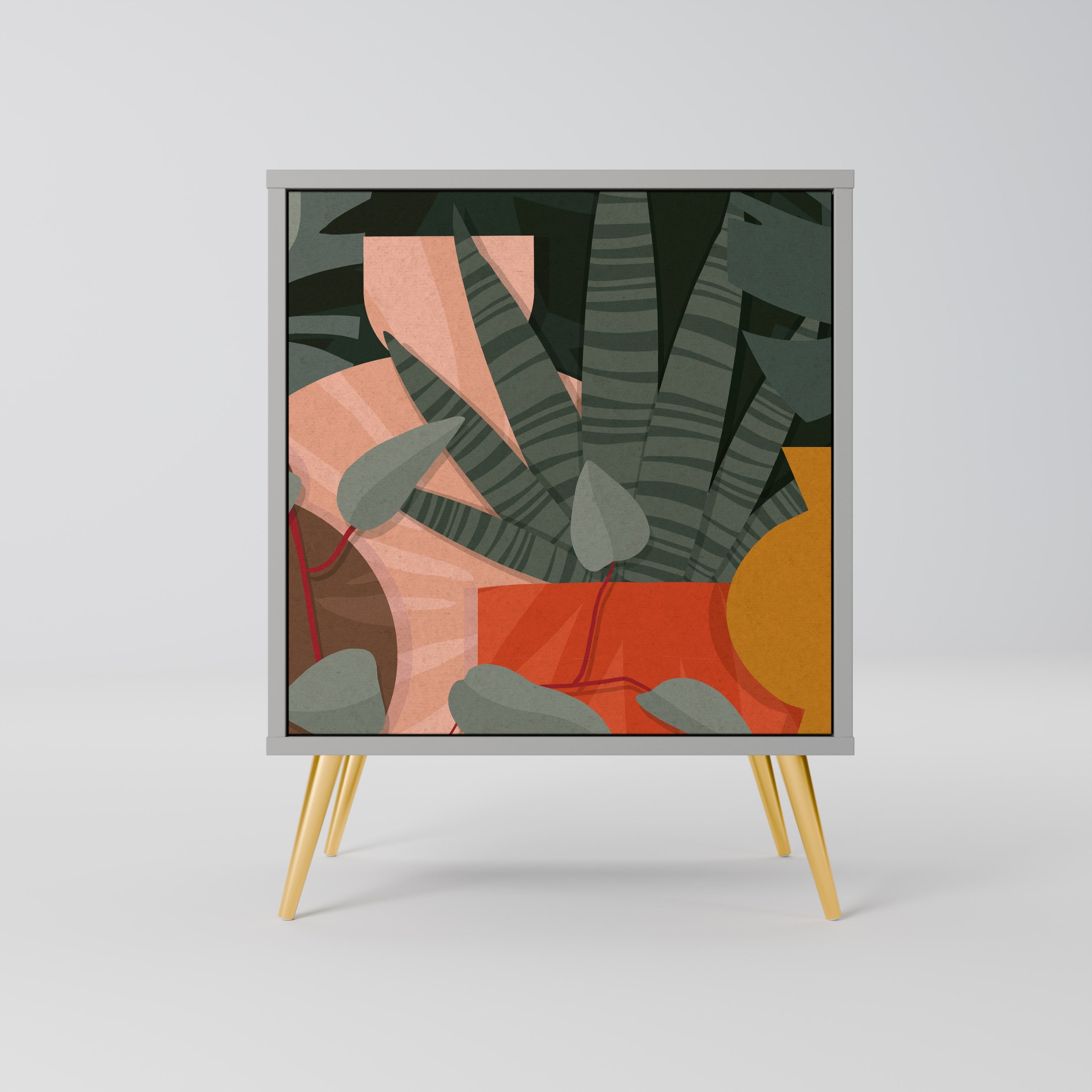 TROPICAL COMPOSITION Aparador de 1 Porta em Acabamento Cinzento