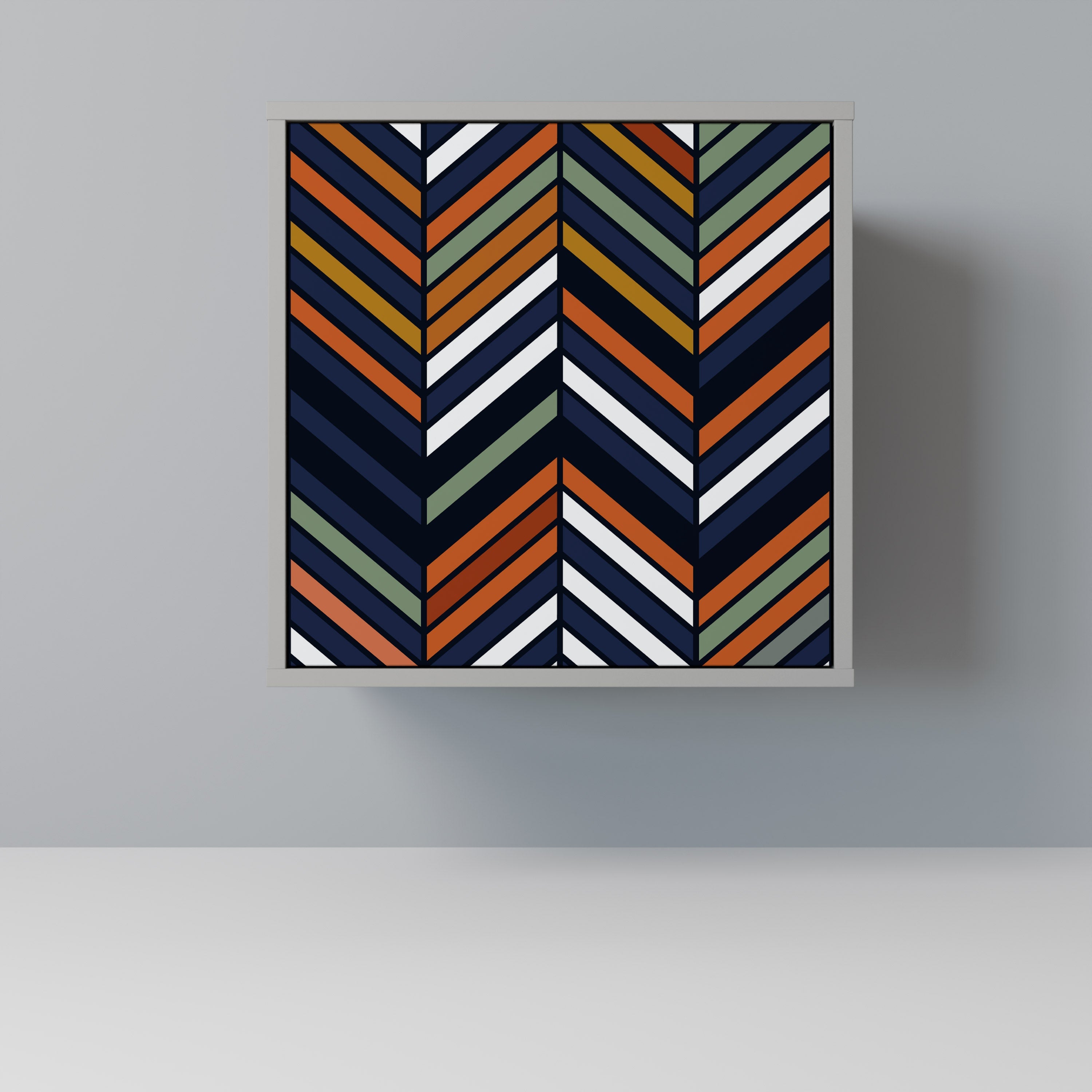 VIBRANT PATCHWORK 1-Door Sideboard in Grey Finish