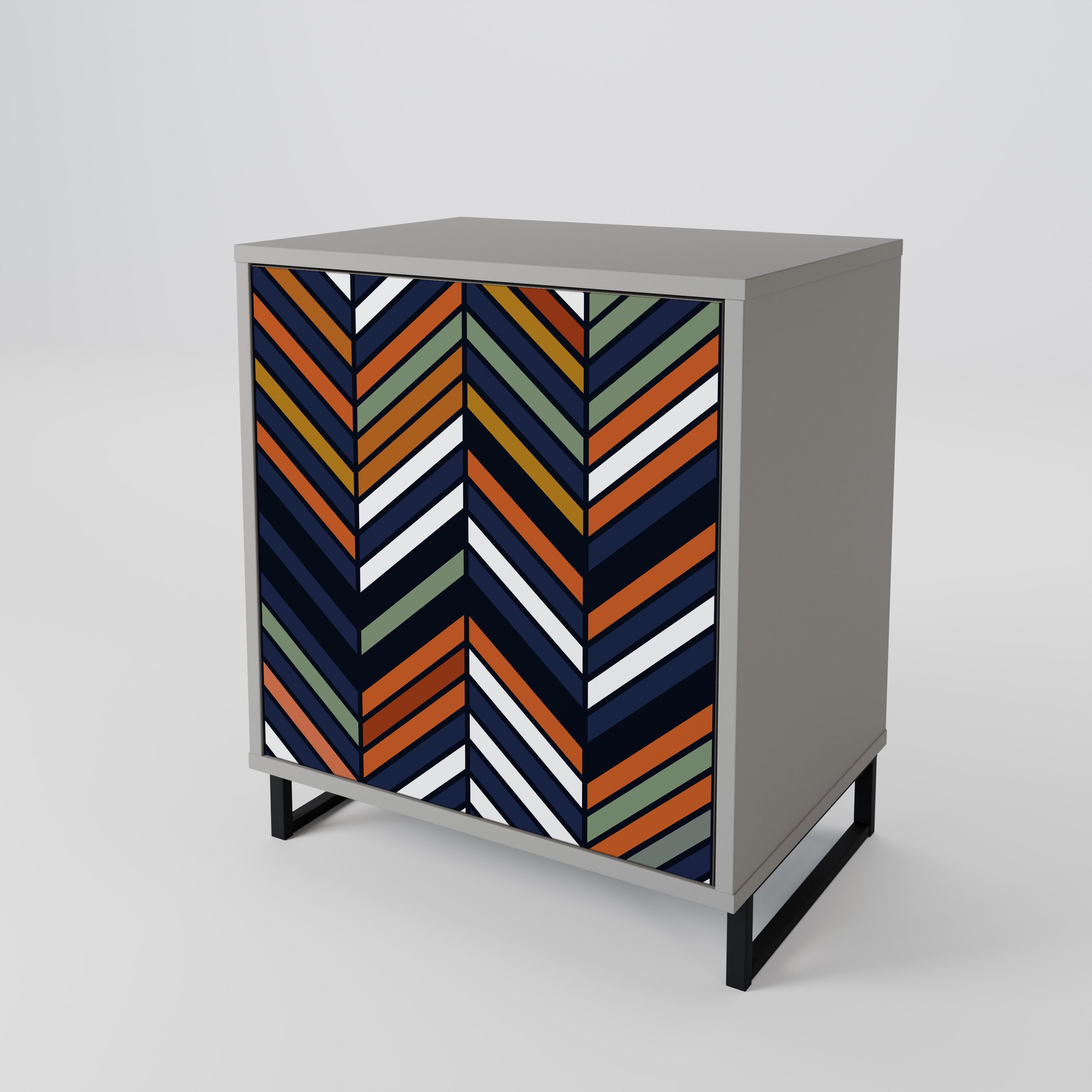 VIBRANT PATCHWORK 1-Door Sideboard in Grey Finish