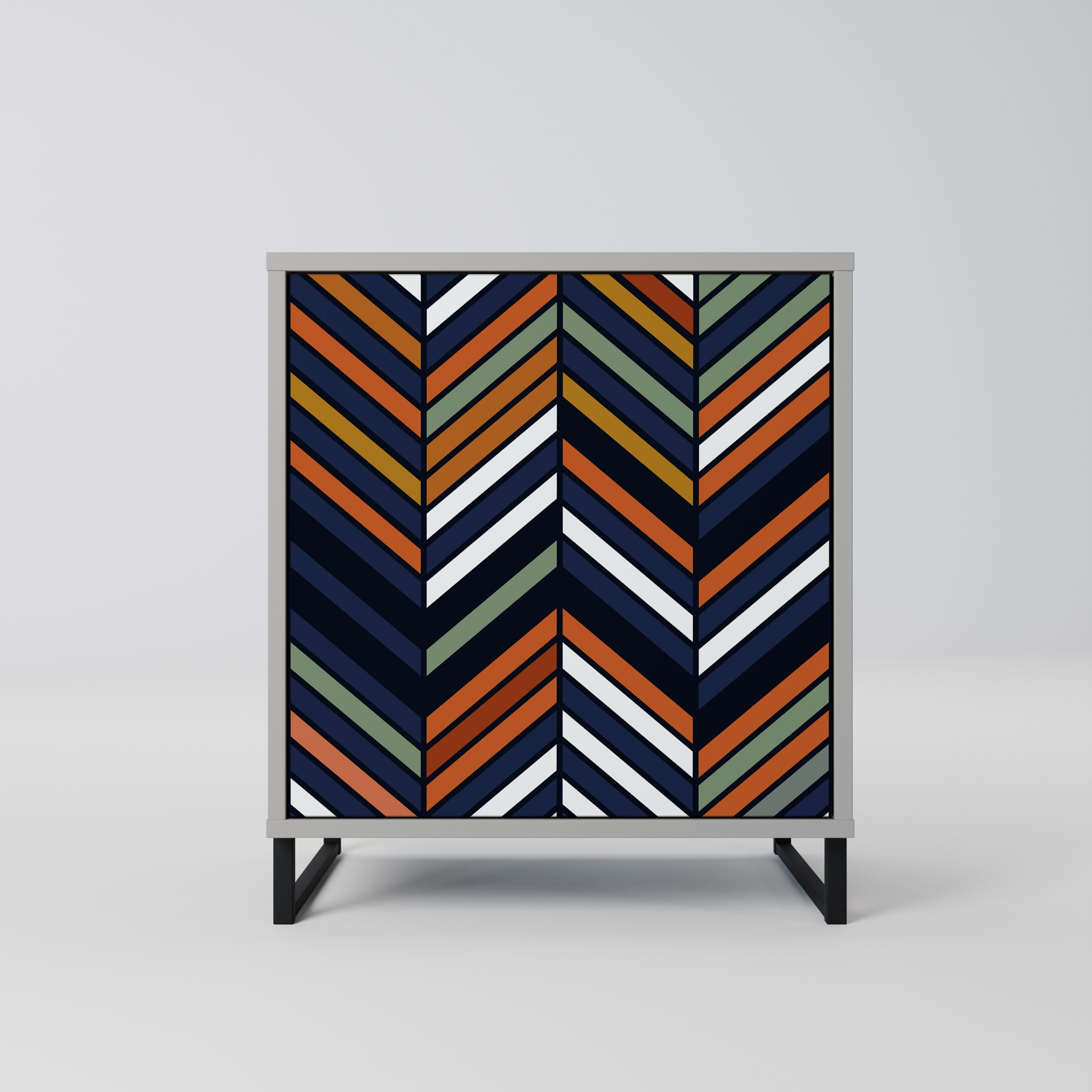 VIBRANT PATCHWORK 1-Door Sideboard in Grey Finish