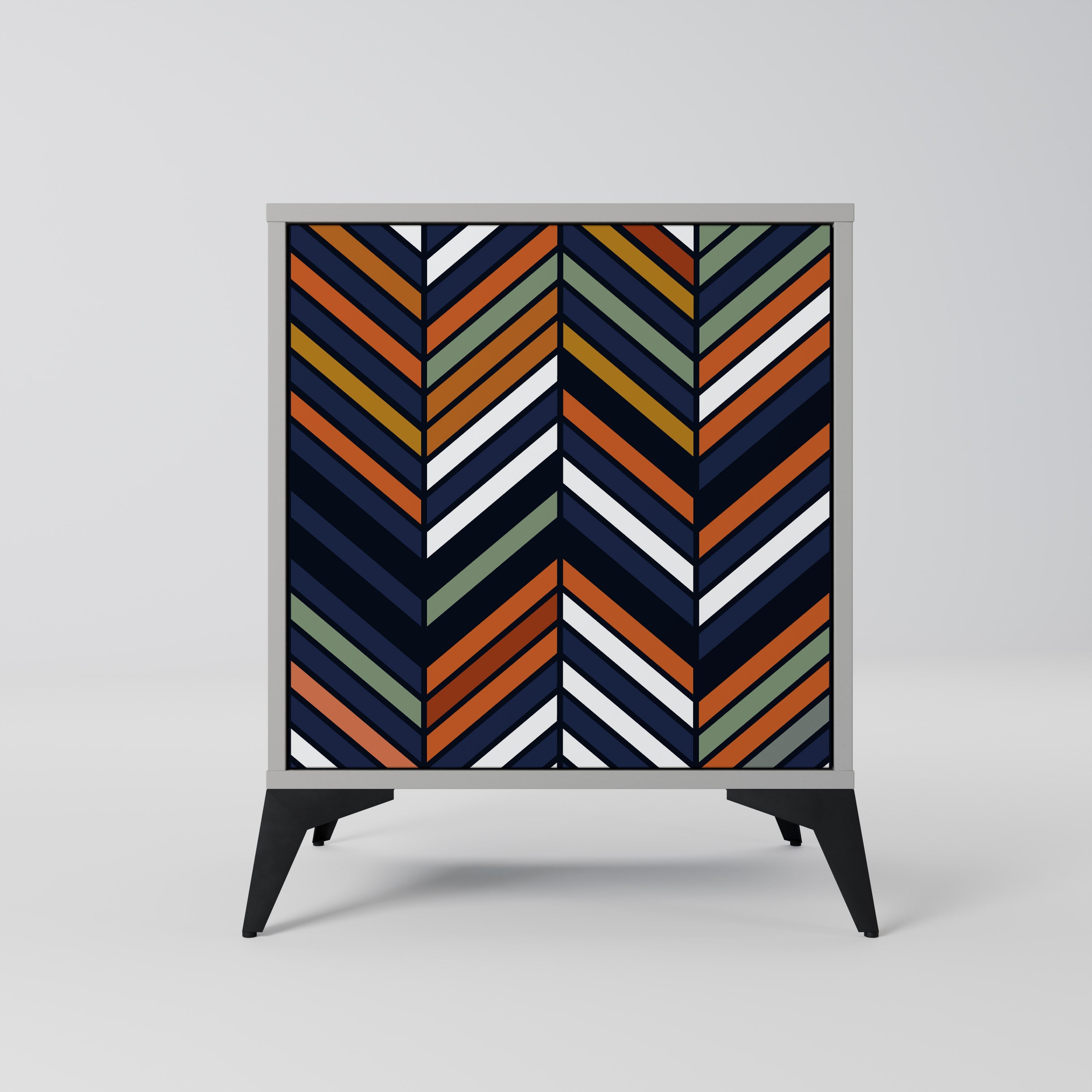 VIBRANT PATCHWORK 1-Door Sideboard in Grey Finish