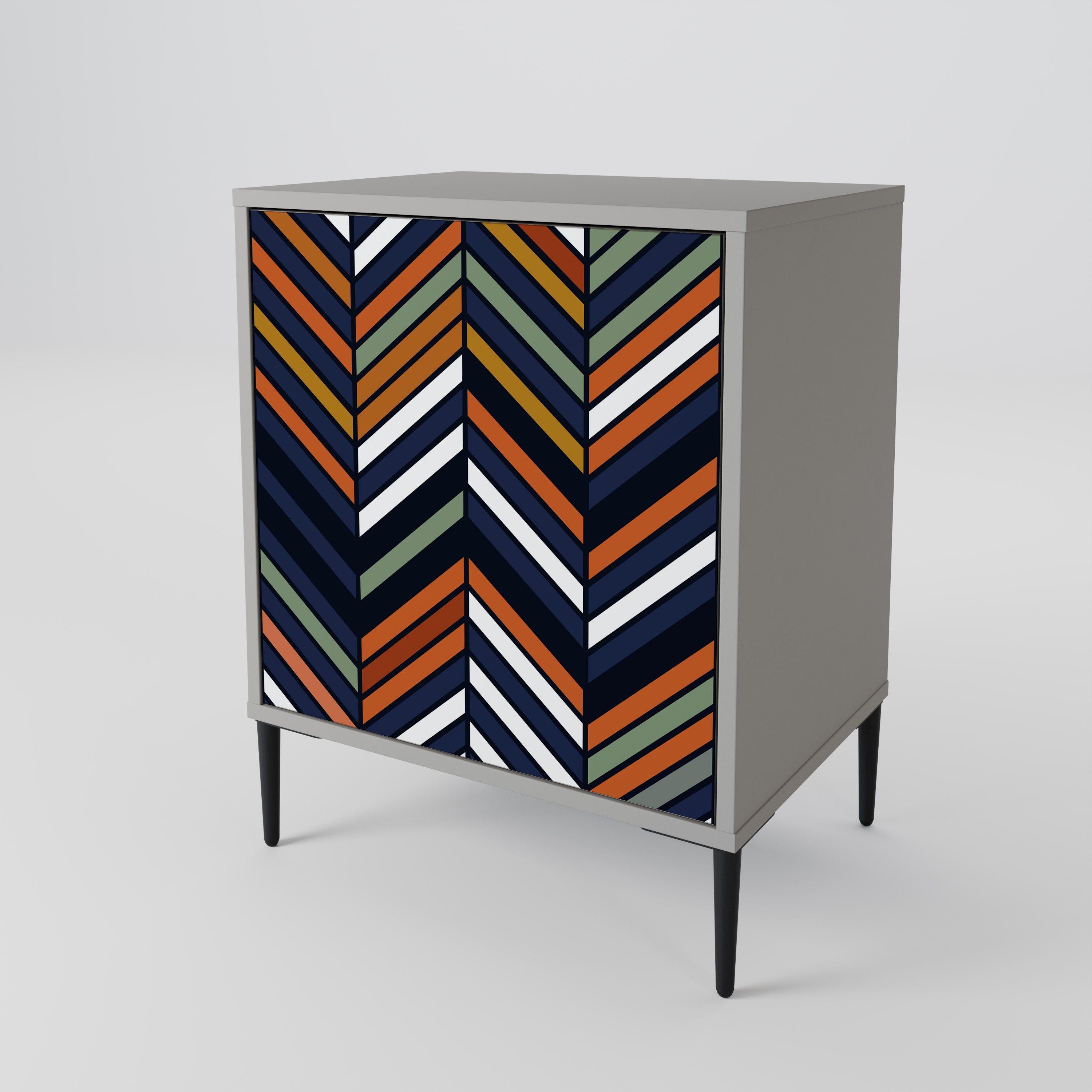 VIBRANT PATCHWORK 1-Door Sideboard in Grey Finish
