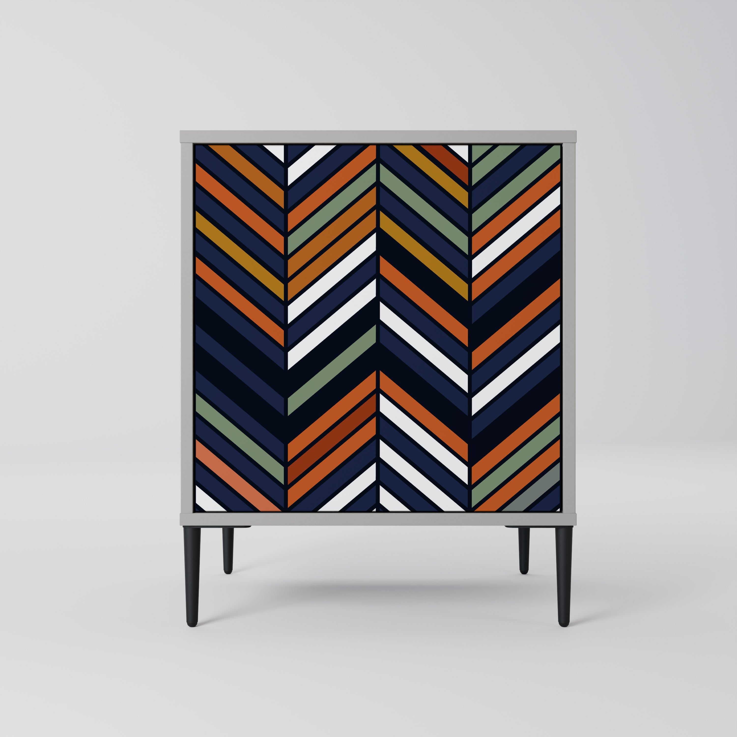 VIBRANT PATCHWORK 1-Door Sideboard in Grey Finish