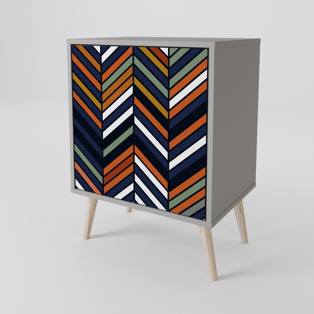 VIBRANT PATCHWORK 1-Door Sideboard in Grey Finish