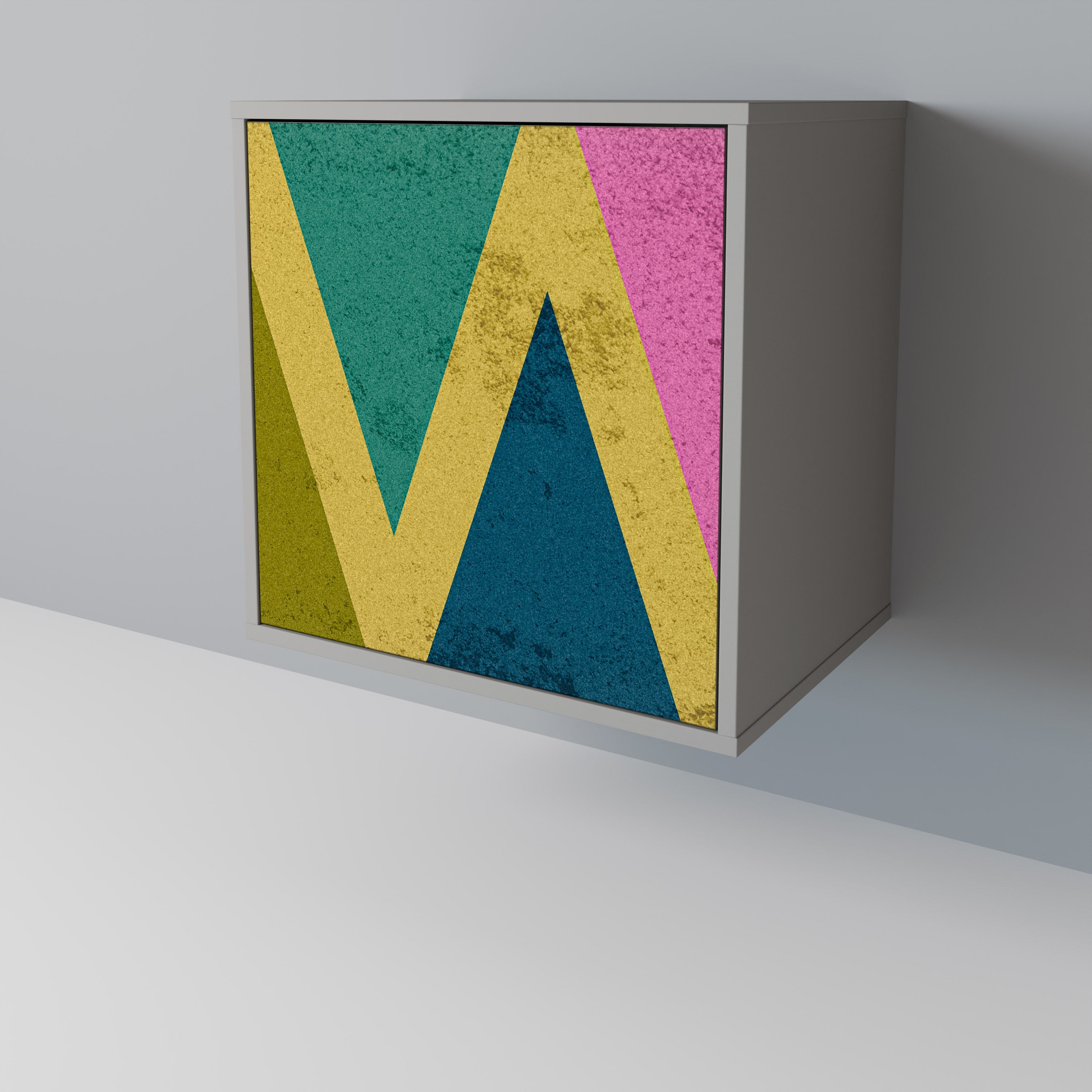 COLORFUL TRIANGLES Aparador de 1 Porta em Acabamento Cinzento