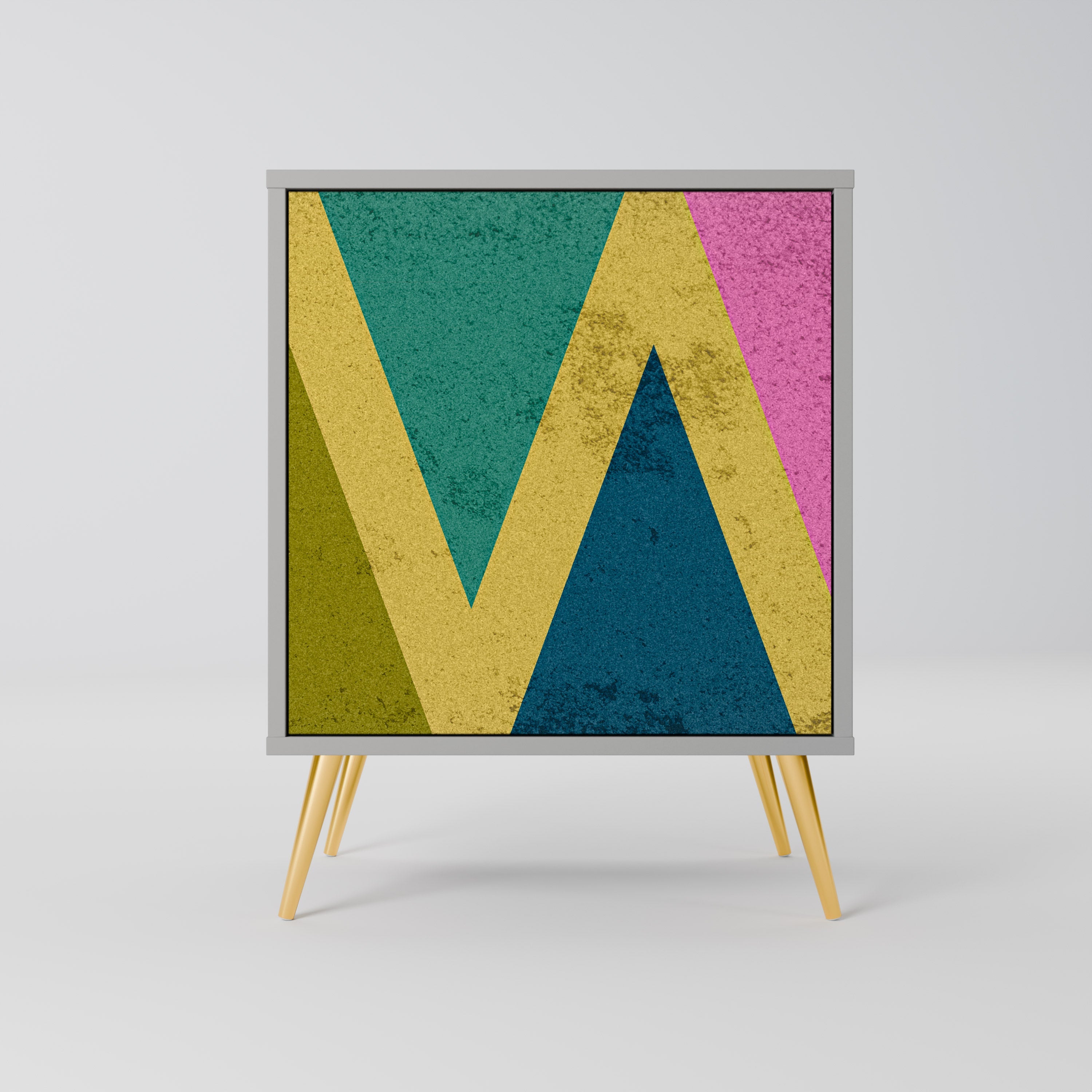COLORFUL TRIANGLES 1-Door Sideboard in Grey Finish