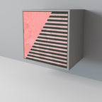 GLAMOROUS STRIPE 1-Door Sideboard in Grey Finish