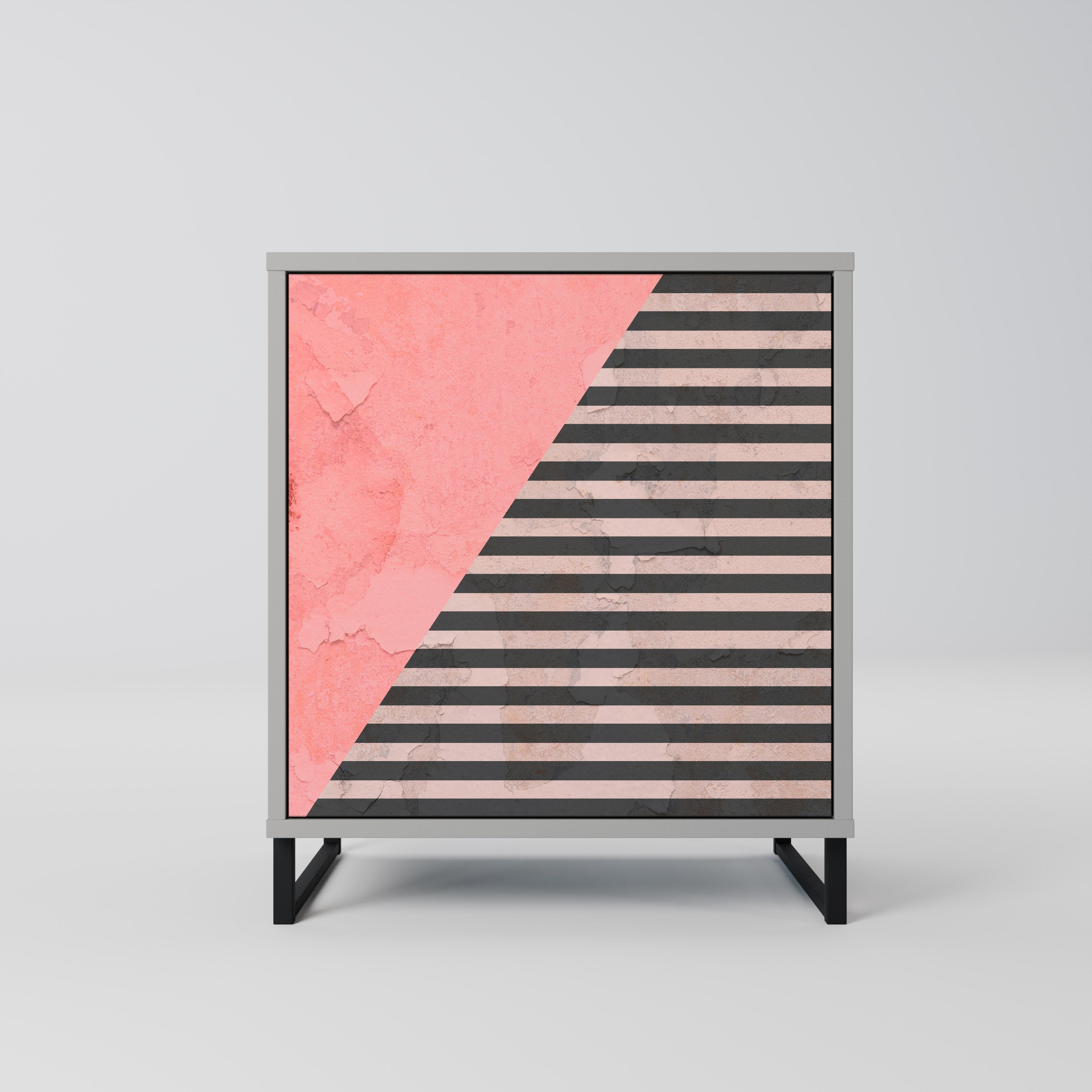 GLAMOROUS STRIPE Aparador de 1 Porta em Acabamento Cinzento