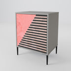 GLAMOROUS STRIPE 1-Door Sideboard in Grey Finish