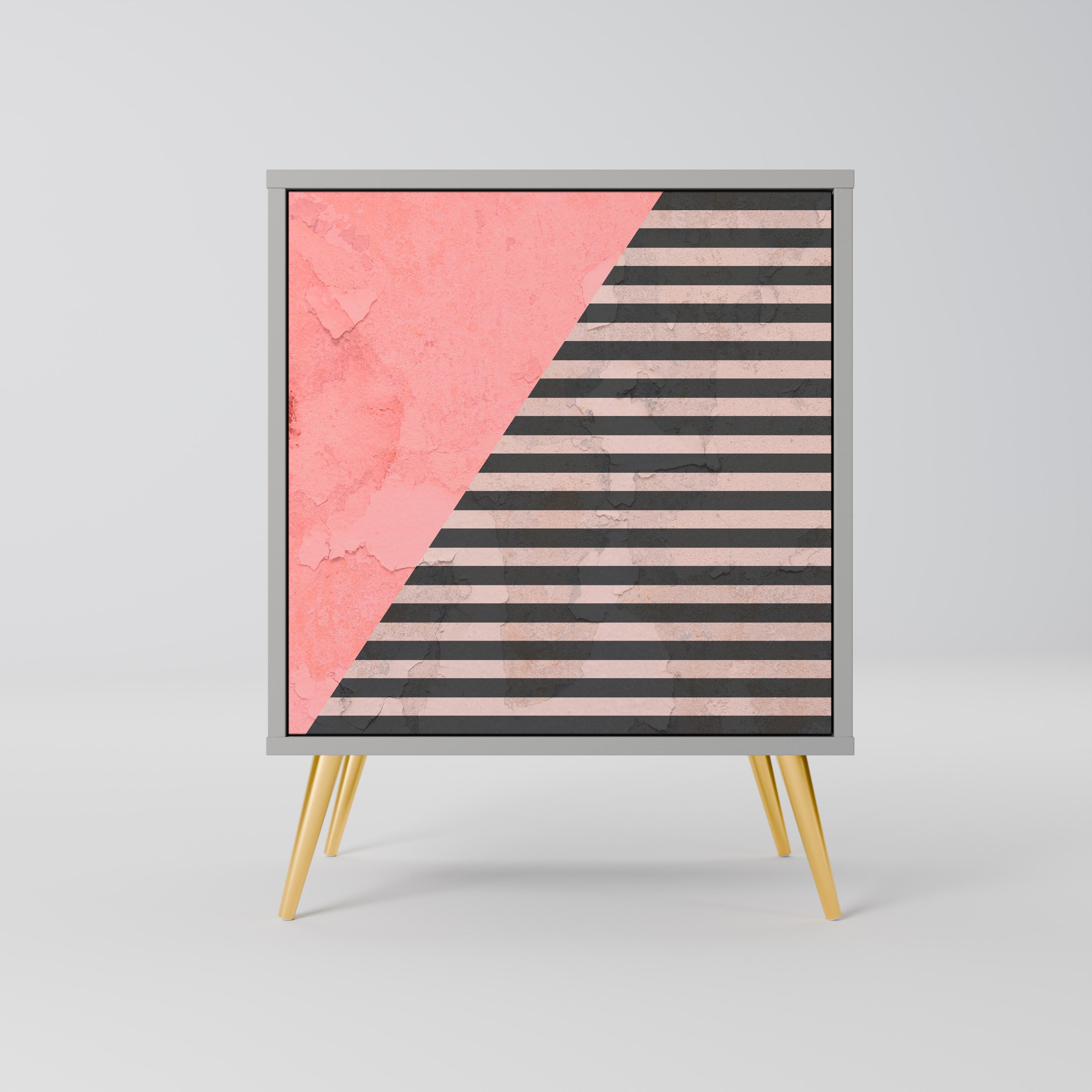 GLAMOROUS STRIPE Aparador de 1 Porta em Acabamento Cinzento