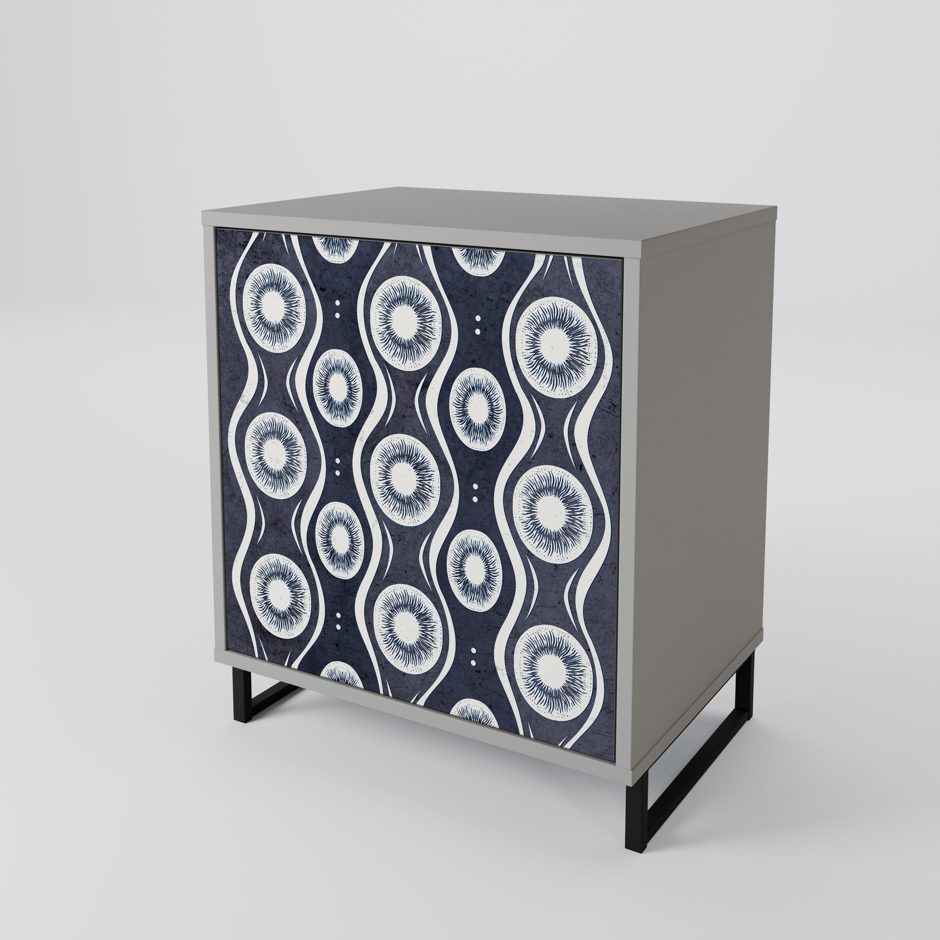 GRAPHITE EYES 1-Door Sideboard in Grey Finish