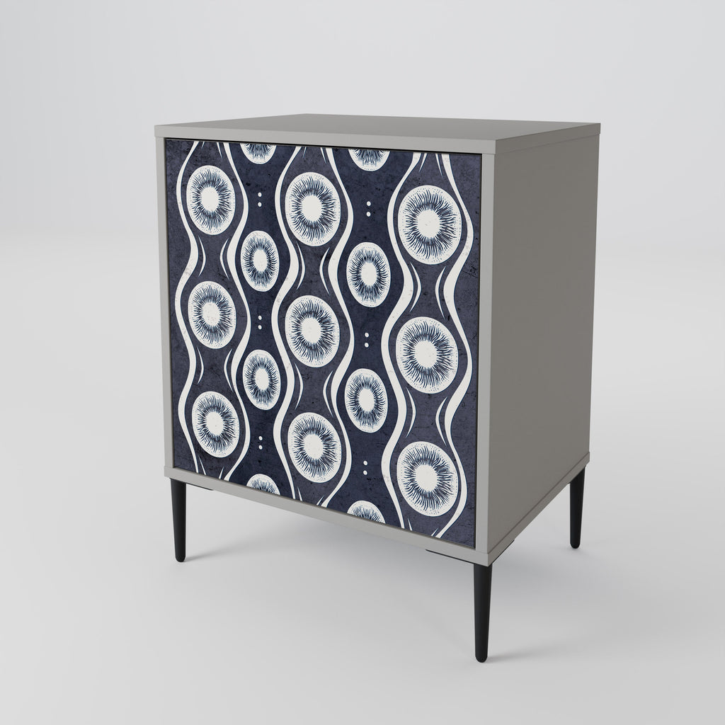 GRAPHITE EYES 1-Door Sideboard in Grey Finish