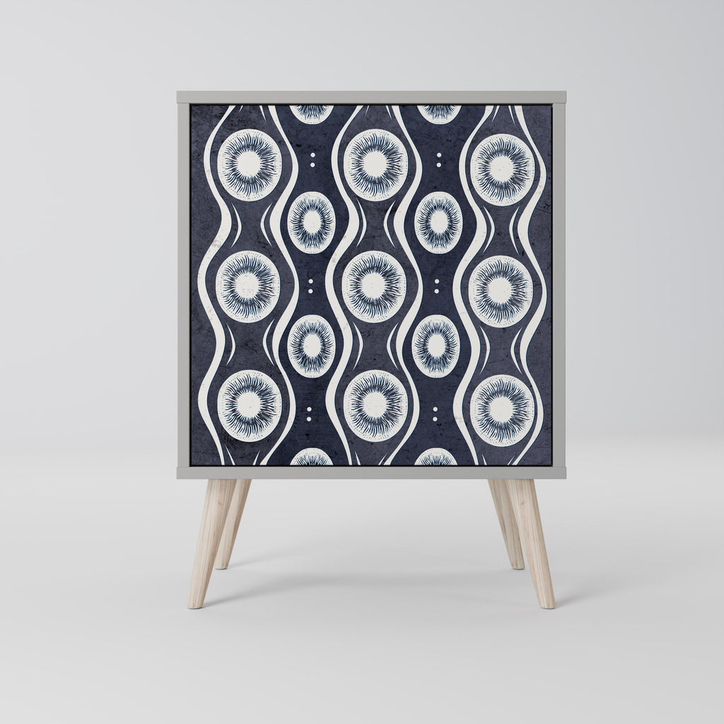 GRAPHITE EYES 1-Door Sideboard in Grey Finish