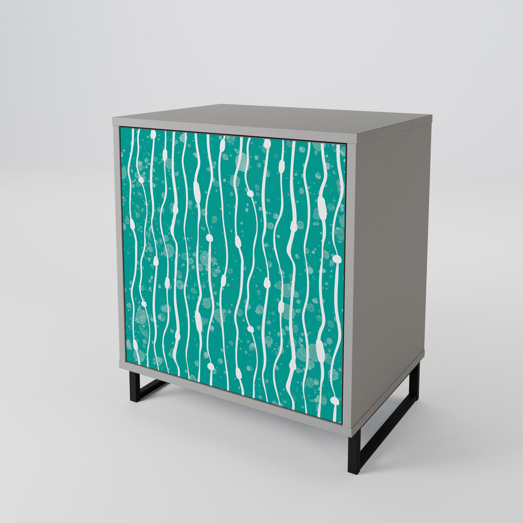 TURQUOISE RAIN 1-Door Sideboard in Grey Finish