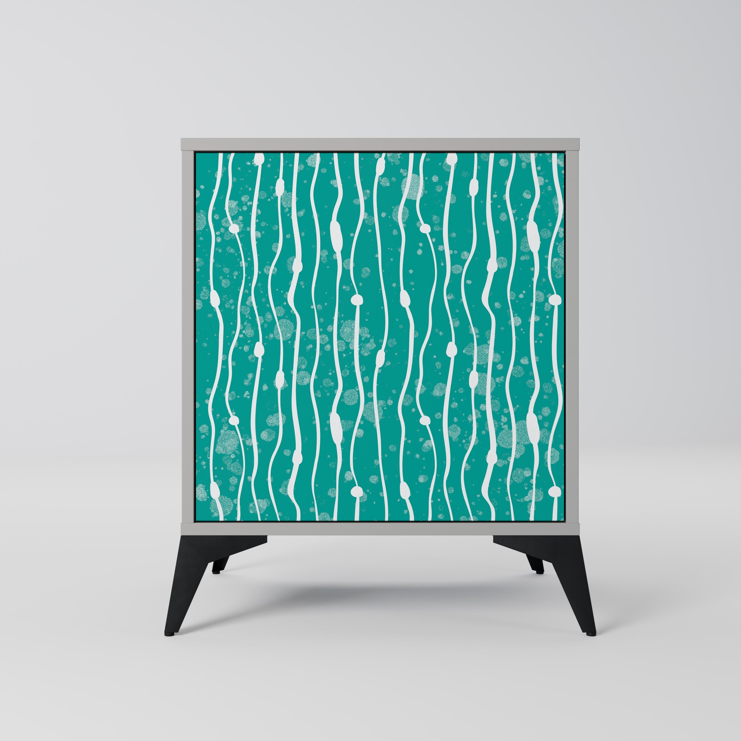 TURQUOISE RAIN 1-Door Sideboard in Grey Finish