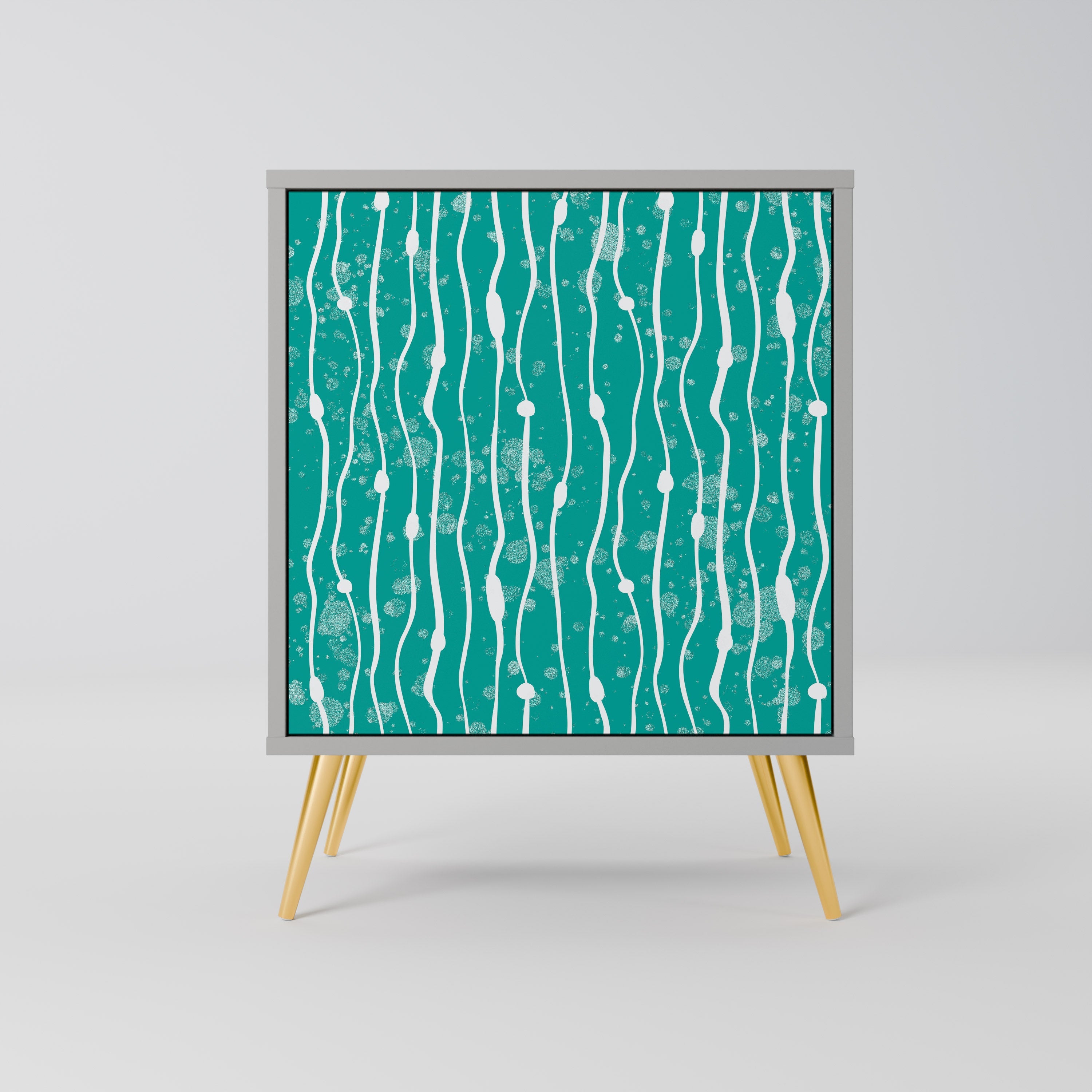 TURQUOISE RAIN 1-Door Sideboard in Grey Finish