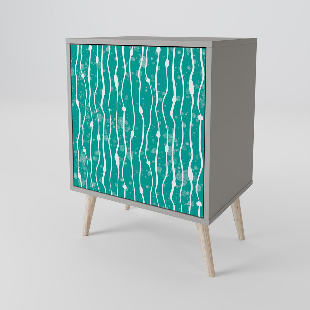 TURQUOISE RAIN 1-Door Sideboard in Grey Finish