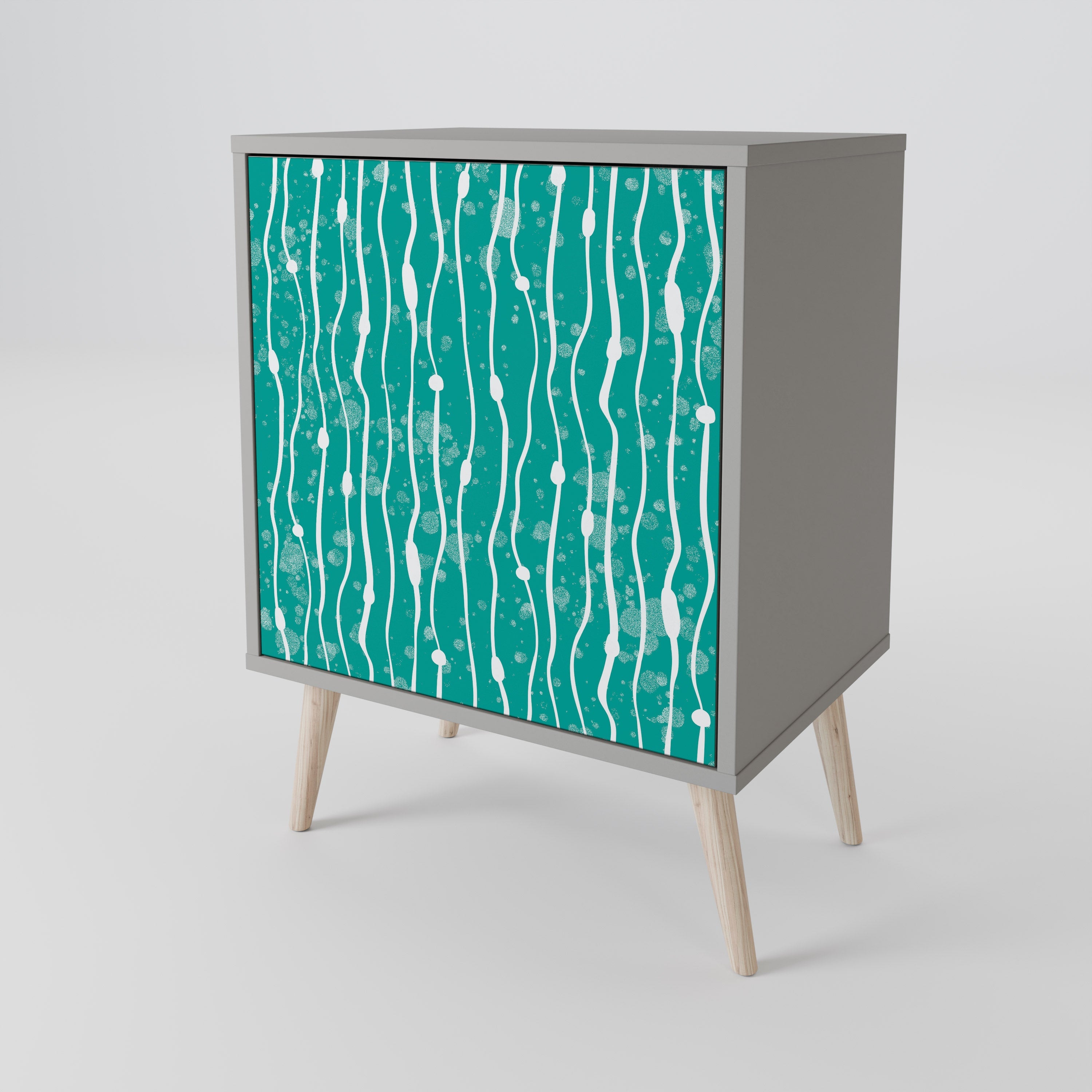 TURQUOISE RAIN 1-Door Sideboard in Grey Finish