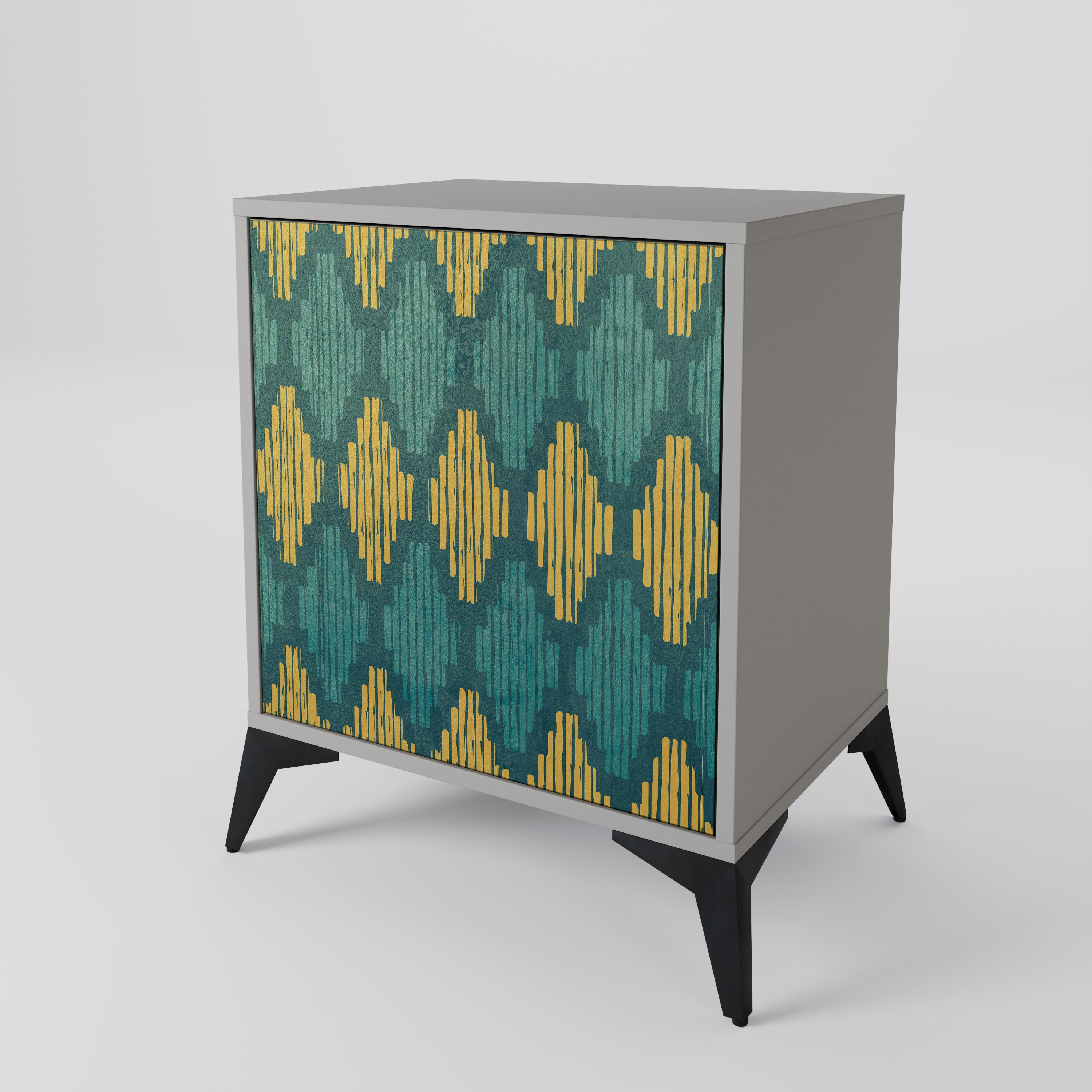 POLYGONS 1-Door Sideboard in Grey Finish