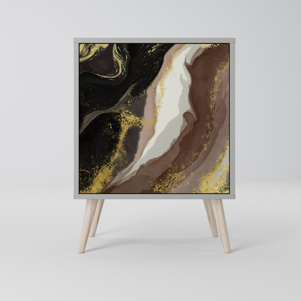 GOLD DUST Aparador de 1 Porta em Acabamento Cinzento