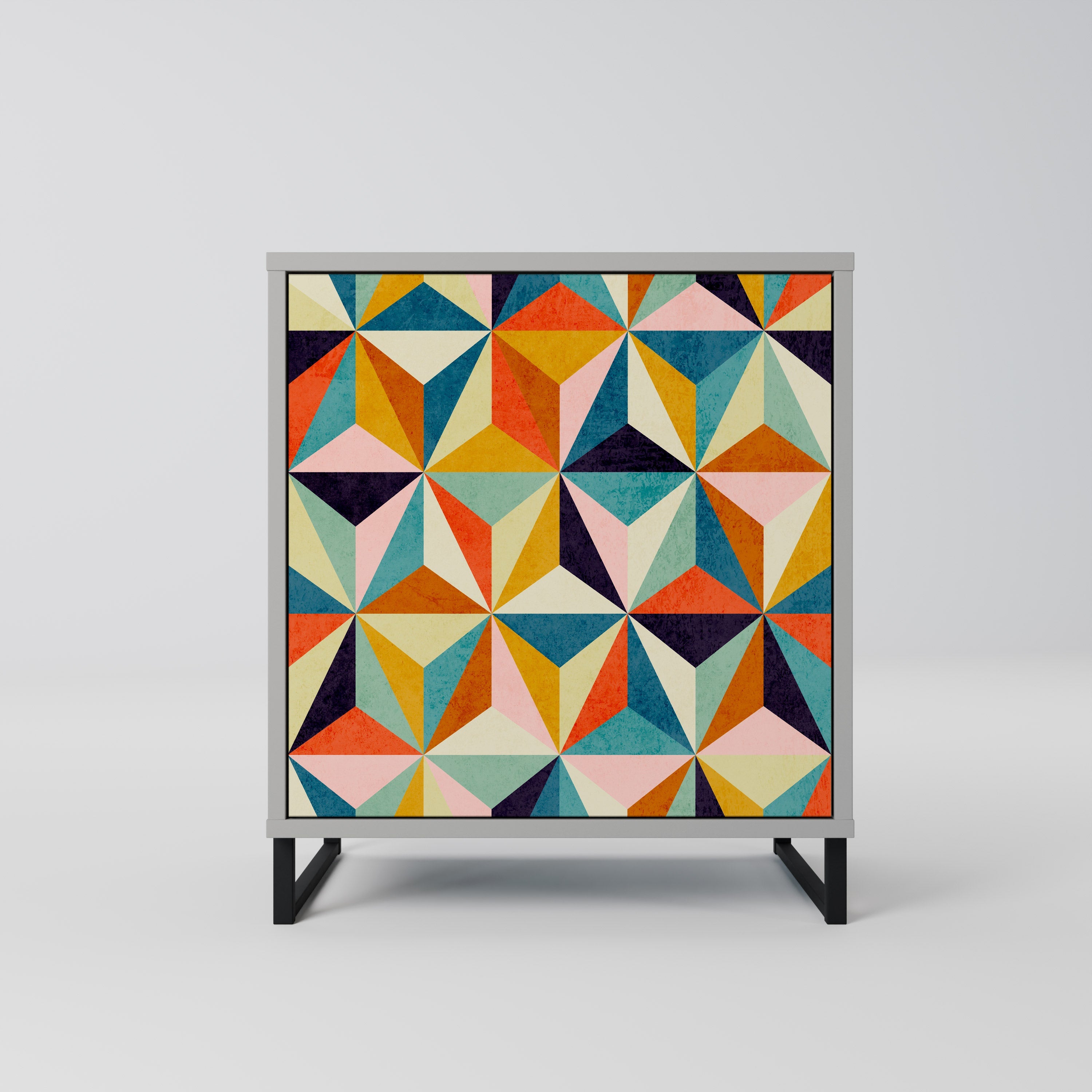 TESSELATE TREASURES Aparador de 1 Porta em Acabamento Cinzento