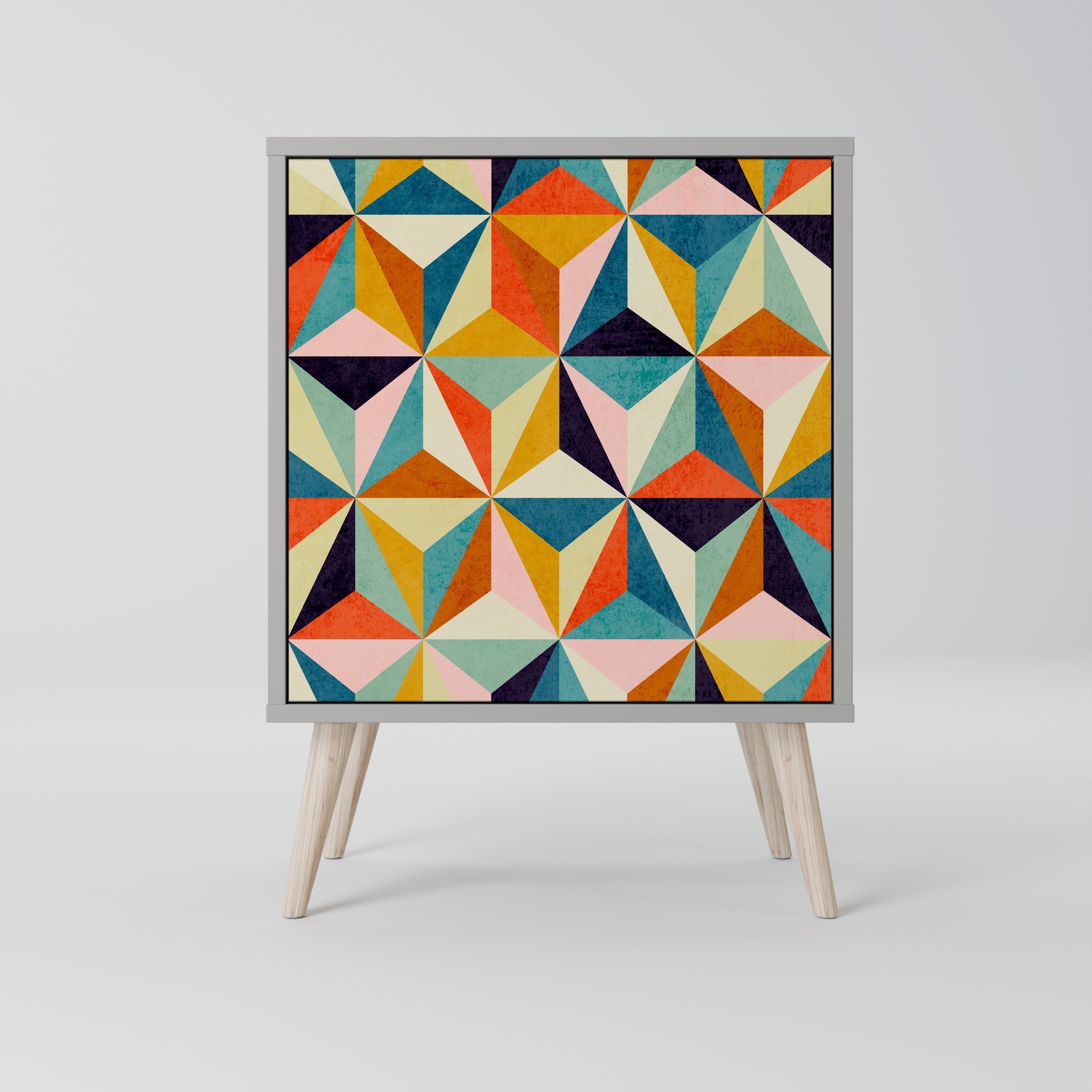 TESSELATE TREASURES Aparador de 1 Porta em Acabamento Cinzento