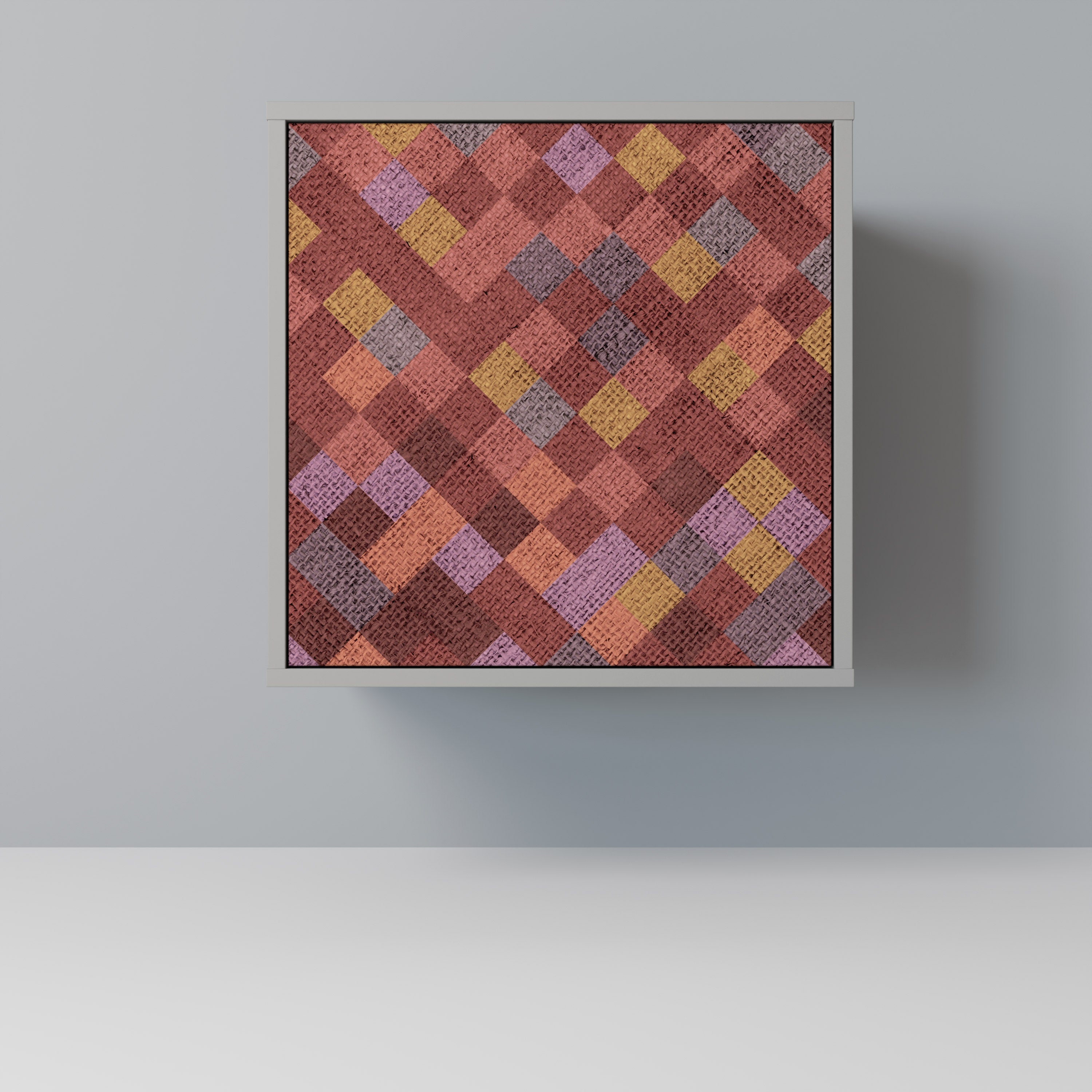 PAINTED SQUARES Aparador de 1 Porta em Acabamento Cinzento