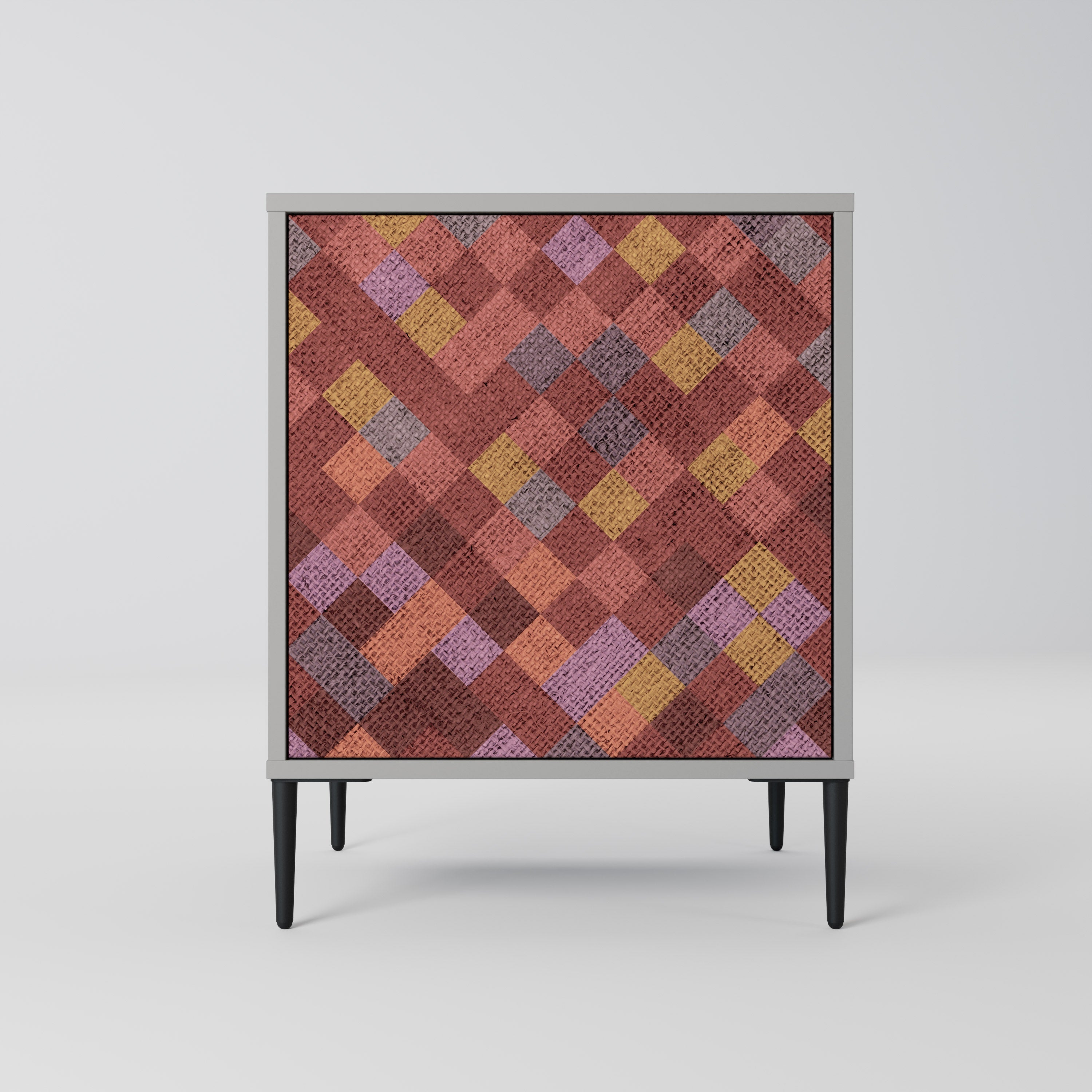 PAINTED SQUARES Aparador de 1 Porta em Acabamento Cinzento