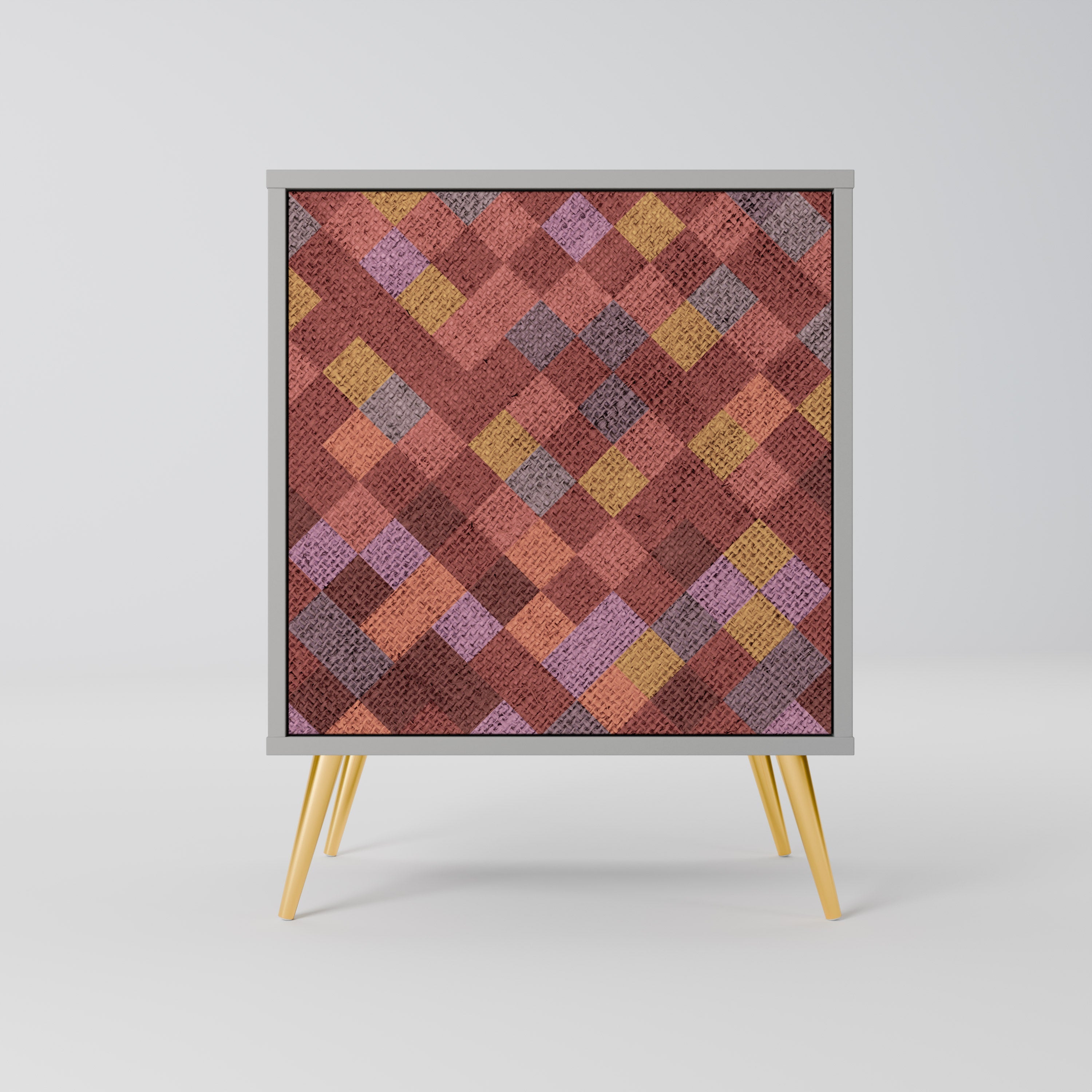 PAINTED SQUARES Aparador de 1 Porta em Acabamento Cinzento