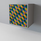 PAINTED SQUARES MIX Aparador de 1 Porta em Acabamento Cinzento