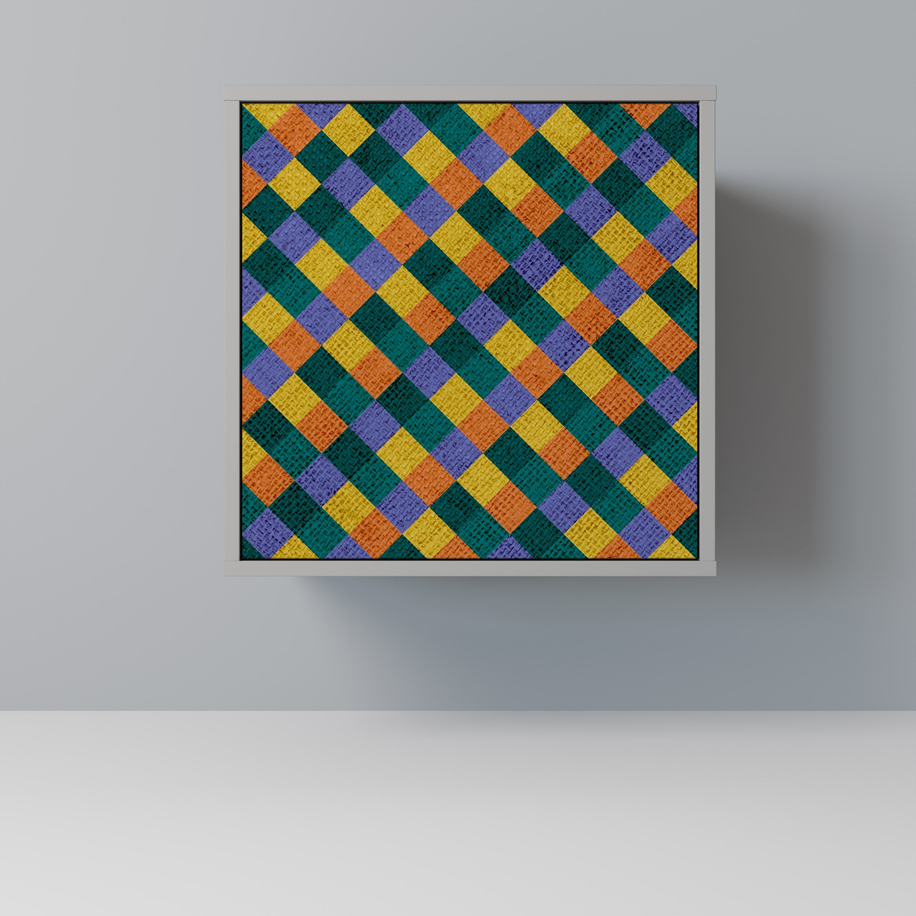 PAINTED SQUARES MIX Aparador de 1 Porta em Acabamento Cinzento