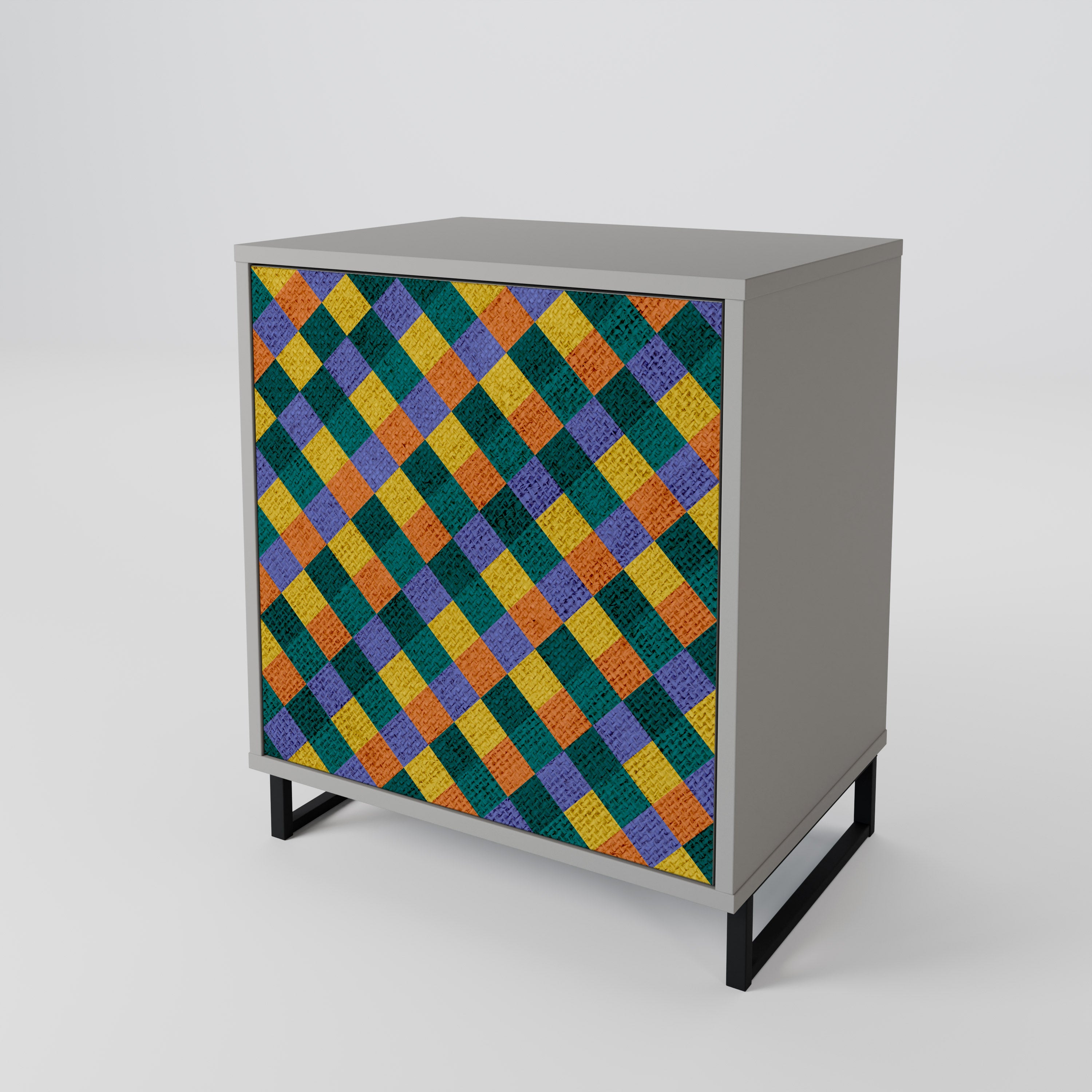 PAINTED SQUARES MIX 1-Door Sideboard